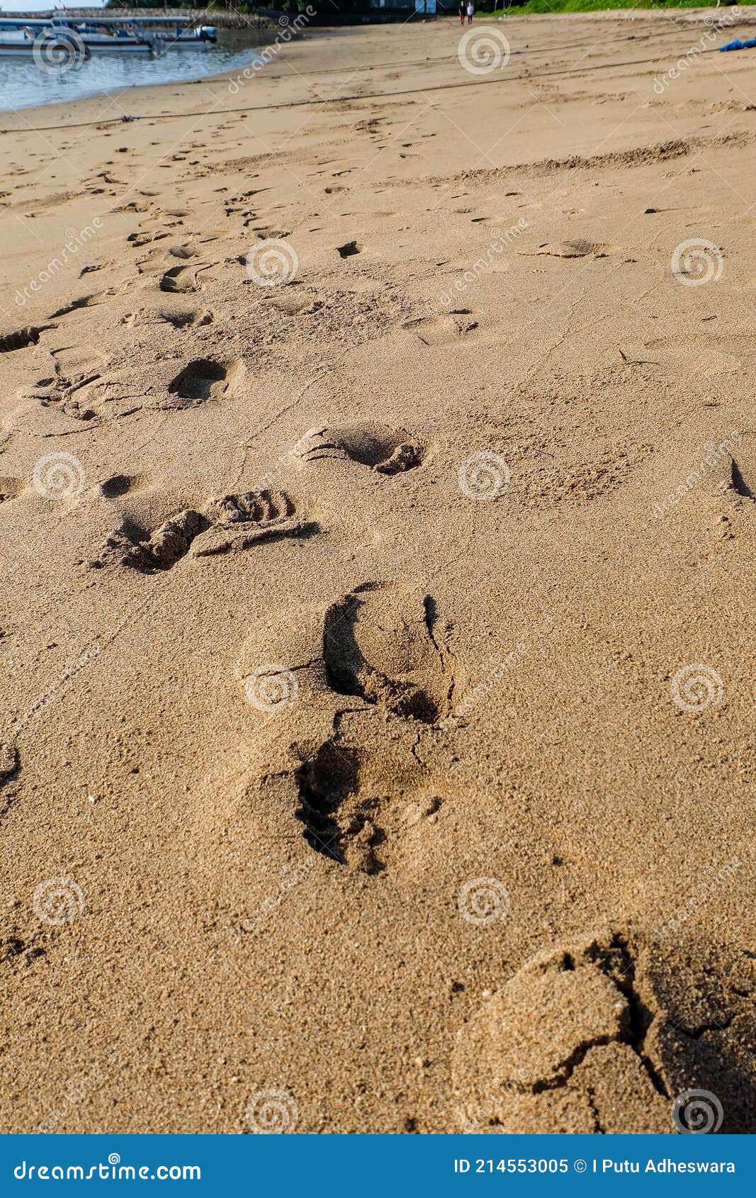 Human Footprints on Beach Sand White Sand. Stock Image - Image of ...