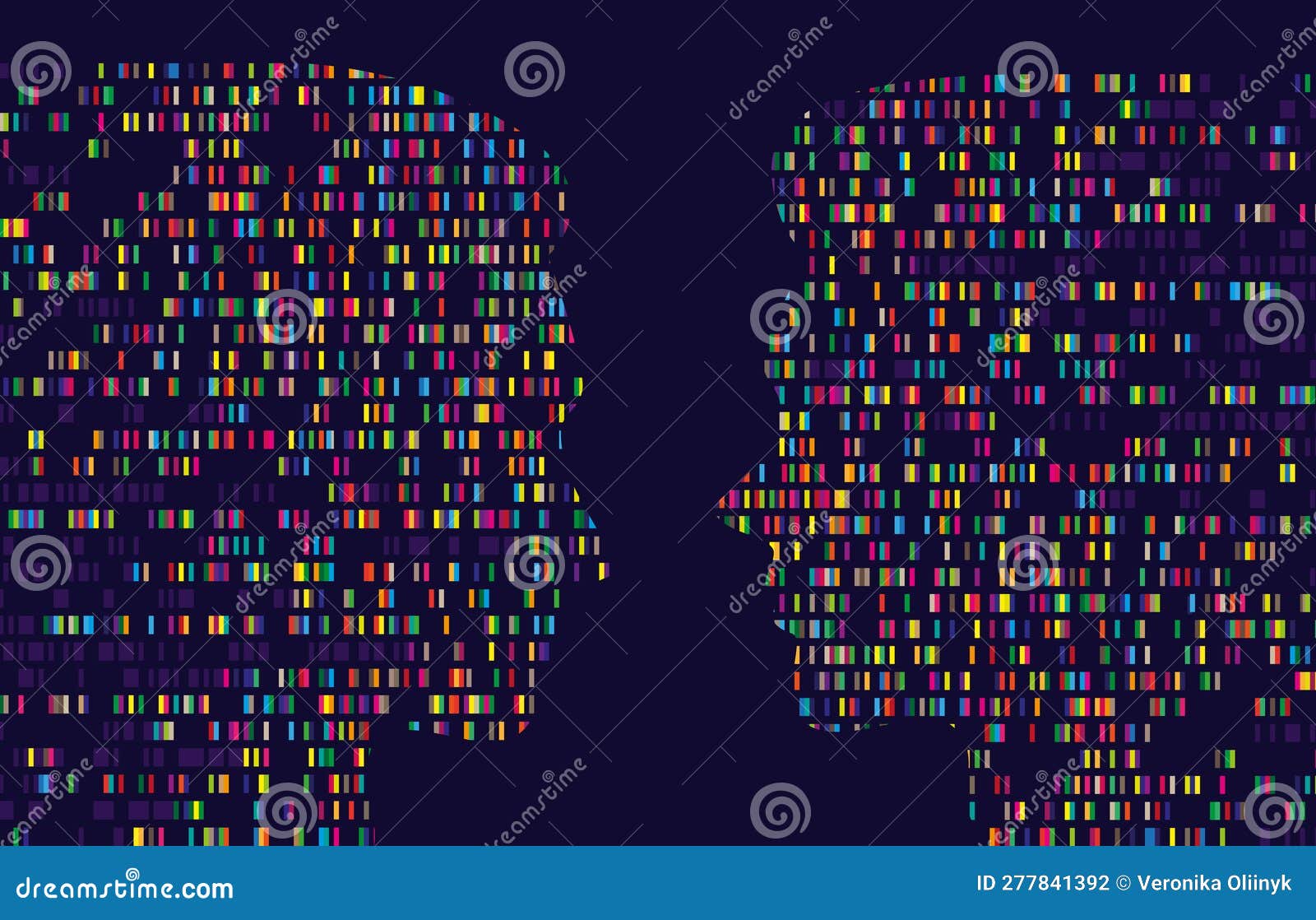 Carte Du Génome Humain Séquence De Test D'adn Barcoding Big Data Chart En  Silhouette Masculine Et Féminine Illustration De Fond De Concept De Vecteur  De Comparaison De Genre