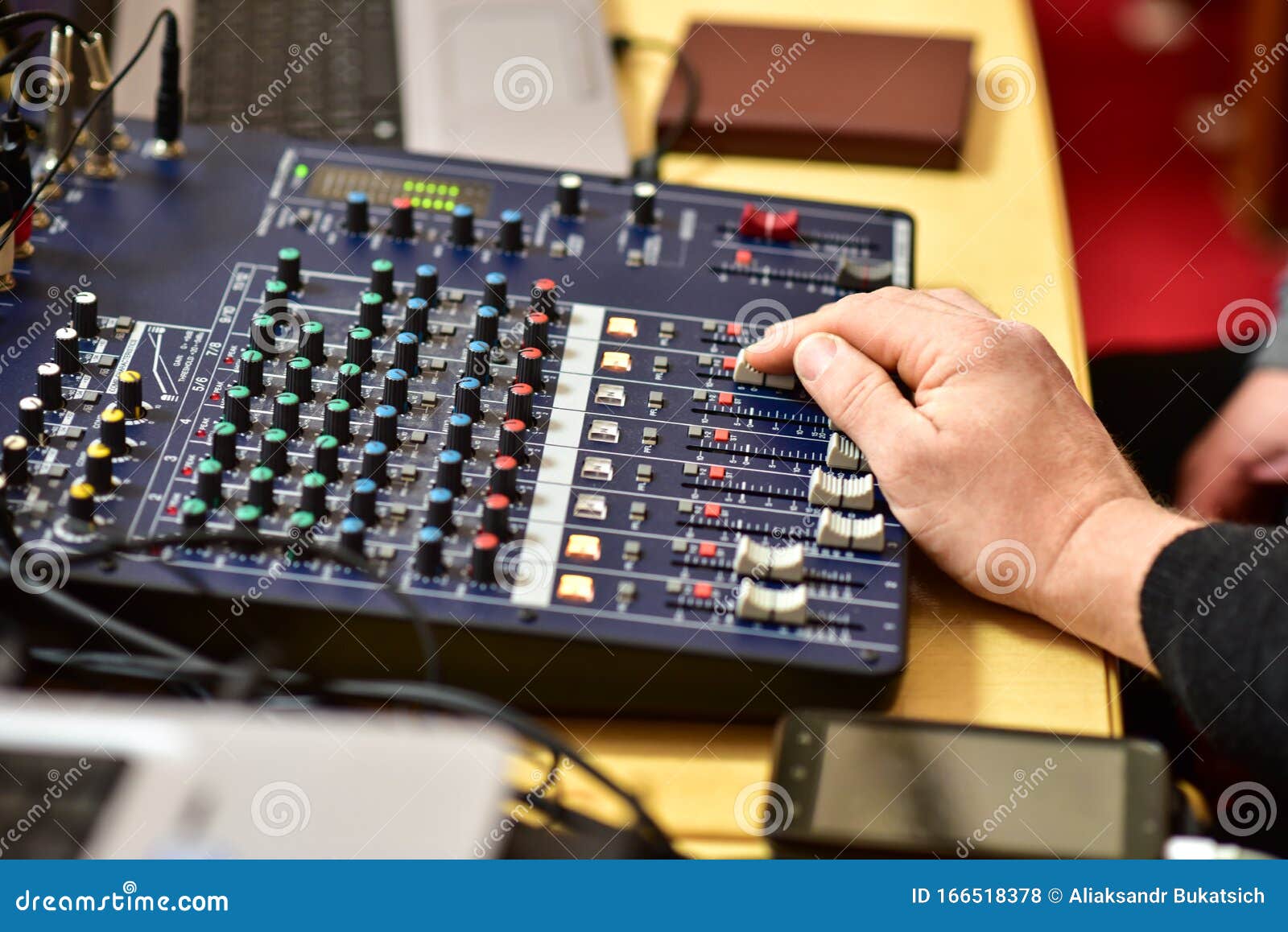 Human Hand Controls Music Mixer Panel Stock Photo Image of sound, hand 166518378