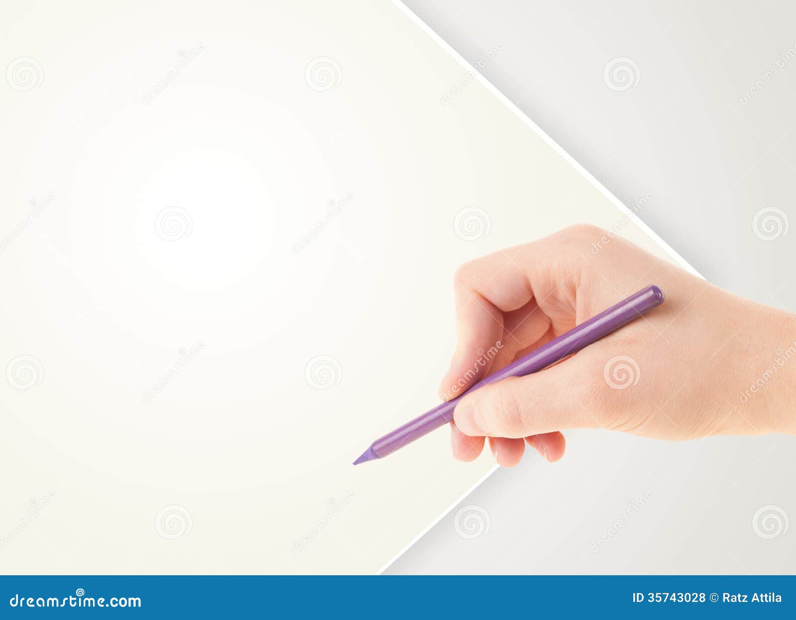 Human Hand Drawing With Pencil On Empty Paper Template Royalty Free