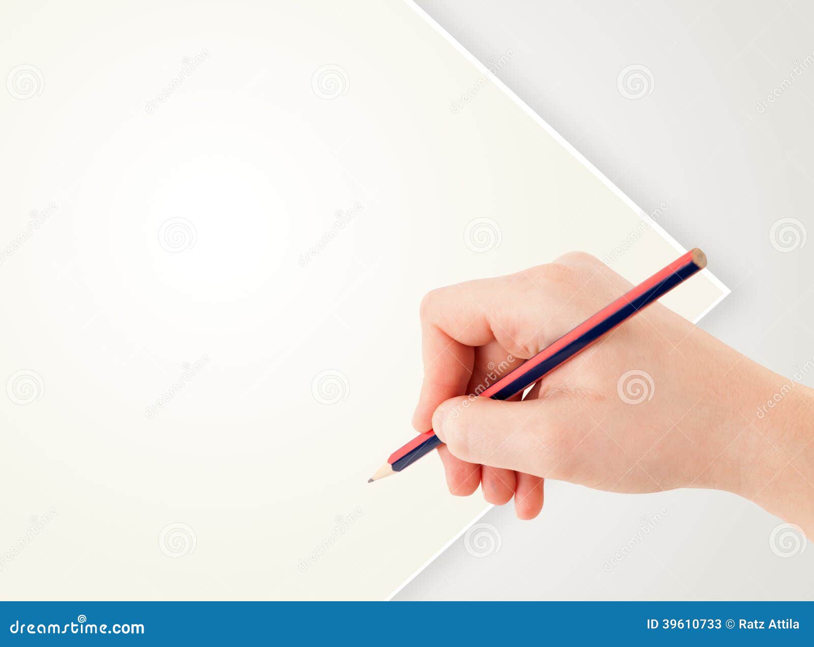 Human Hand Drawing with Pencil on Empty Paper Template Stock Image ...