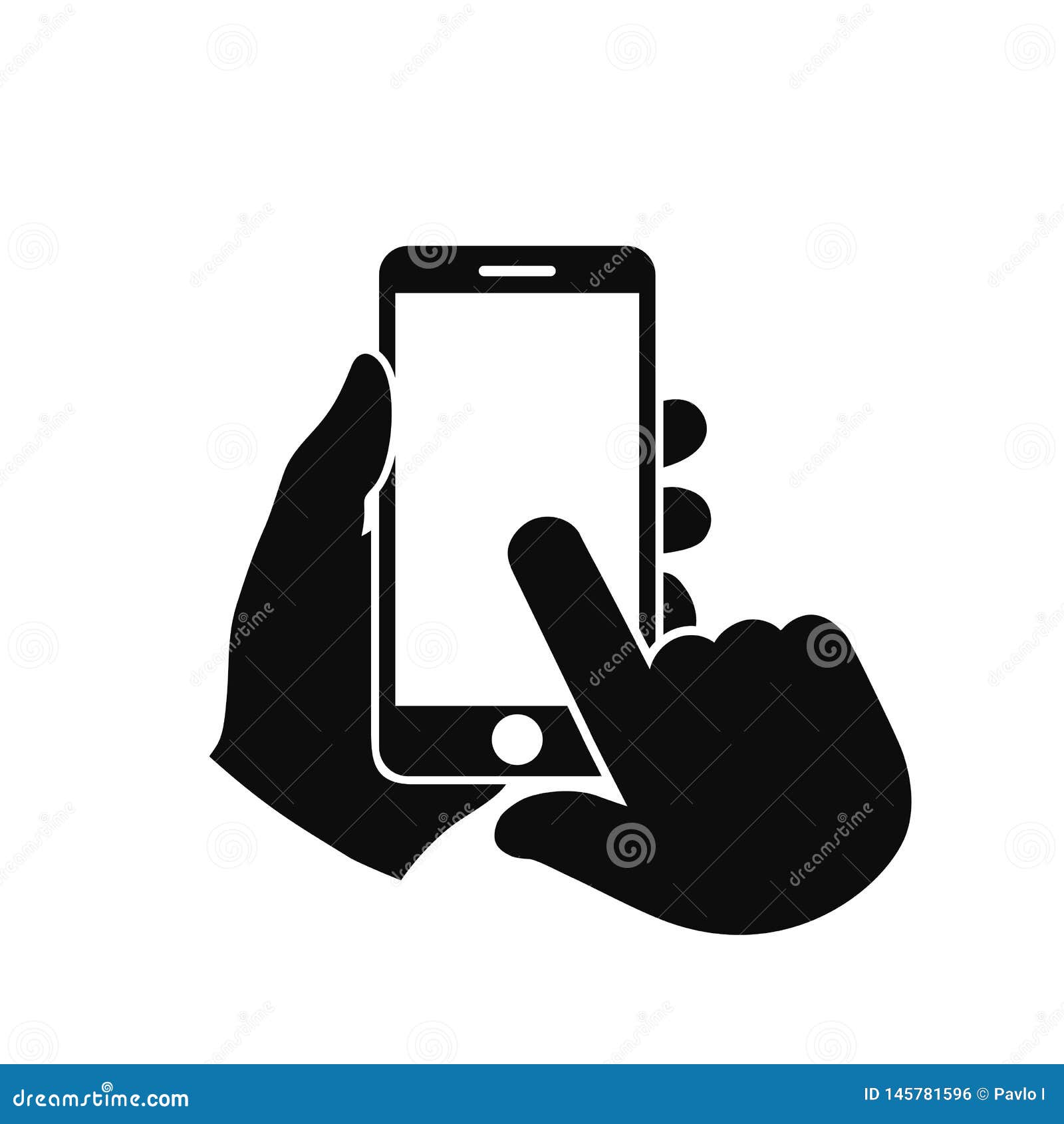 human hand holding smartphone icon. phone holding flat icon sign - 