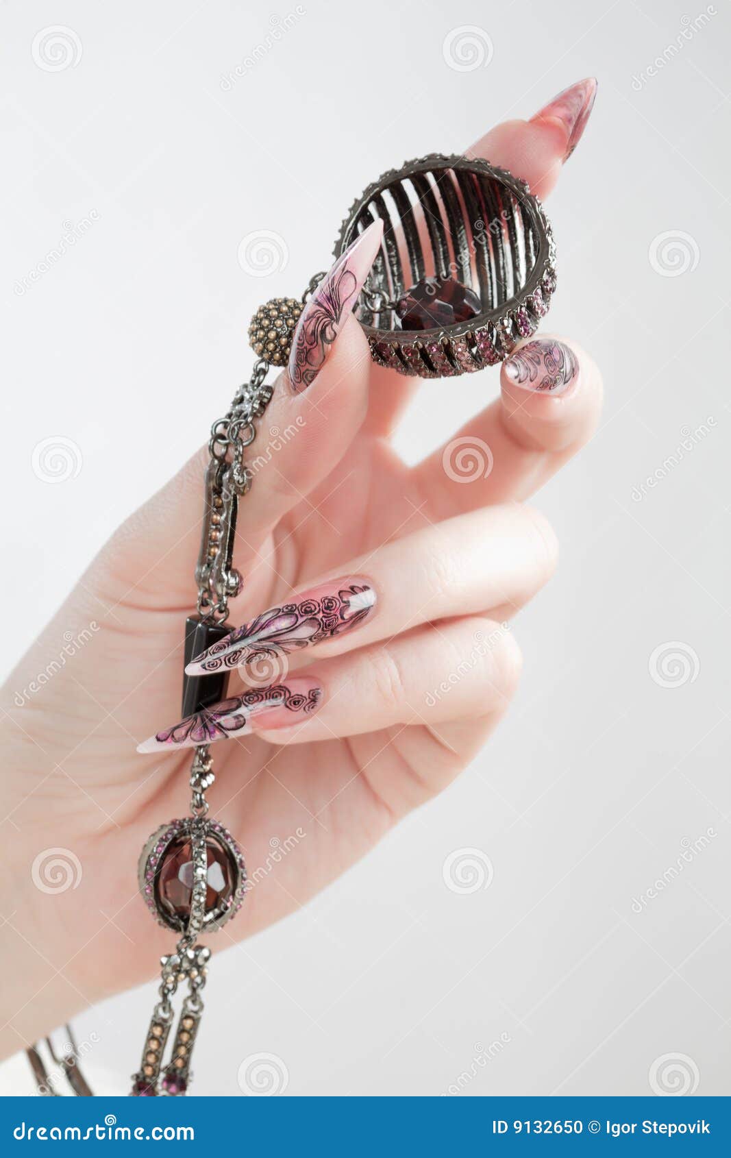 human hand with long fingernail