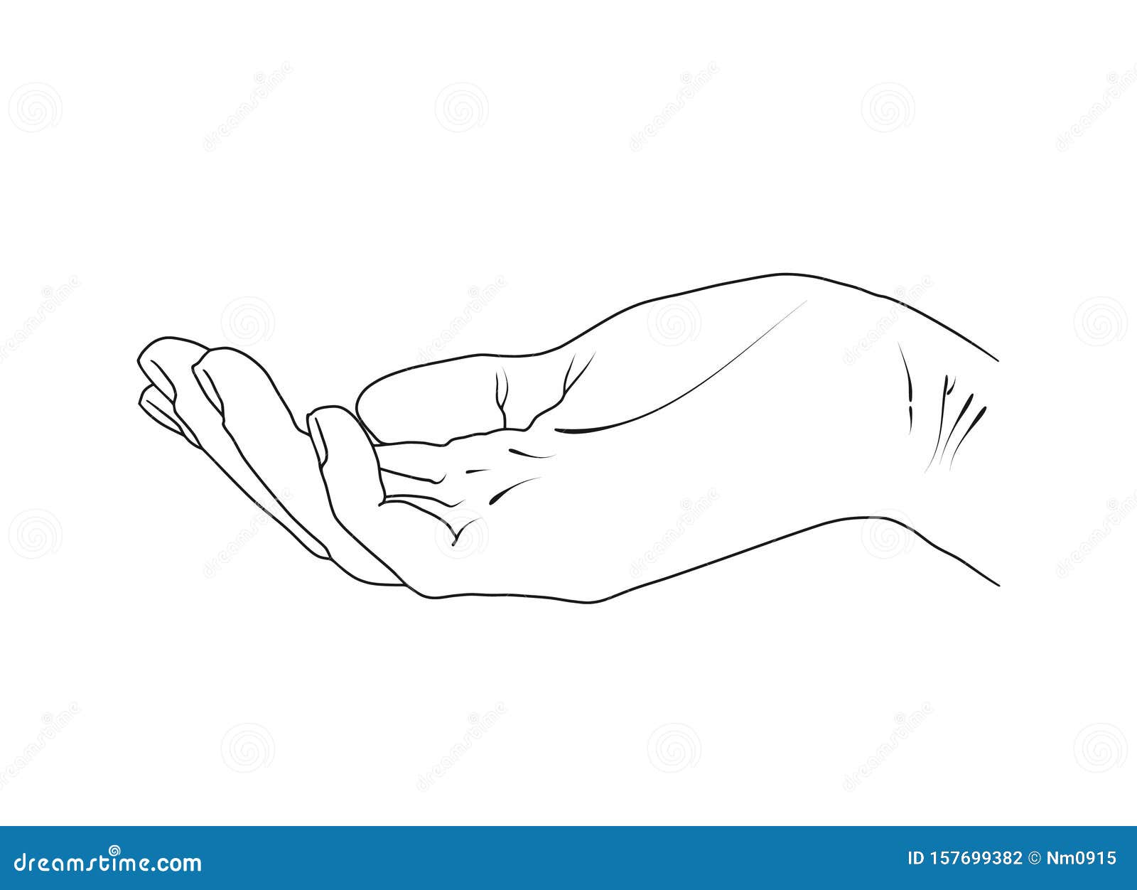 human hand outstretched palm.   sketchy image