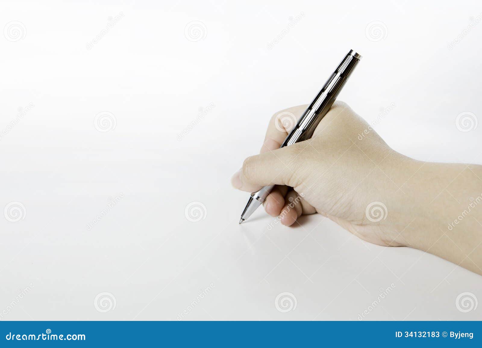 Human hand with pen stock image. Image of isolated, note - 34132183