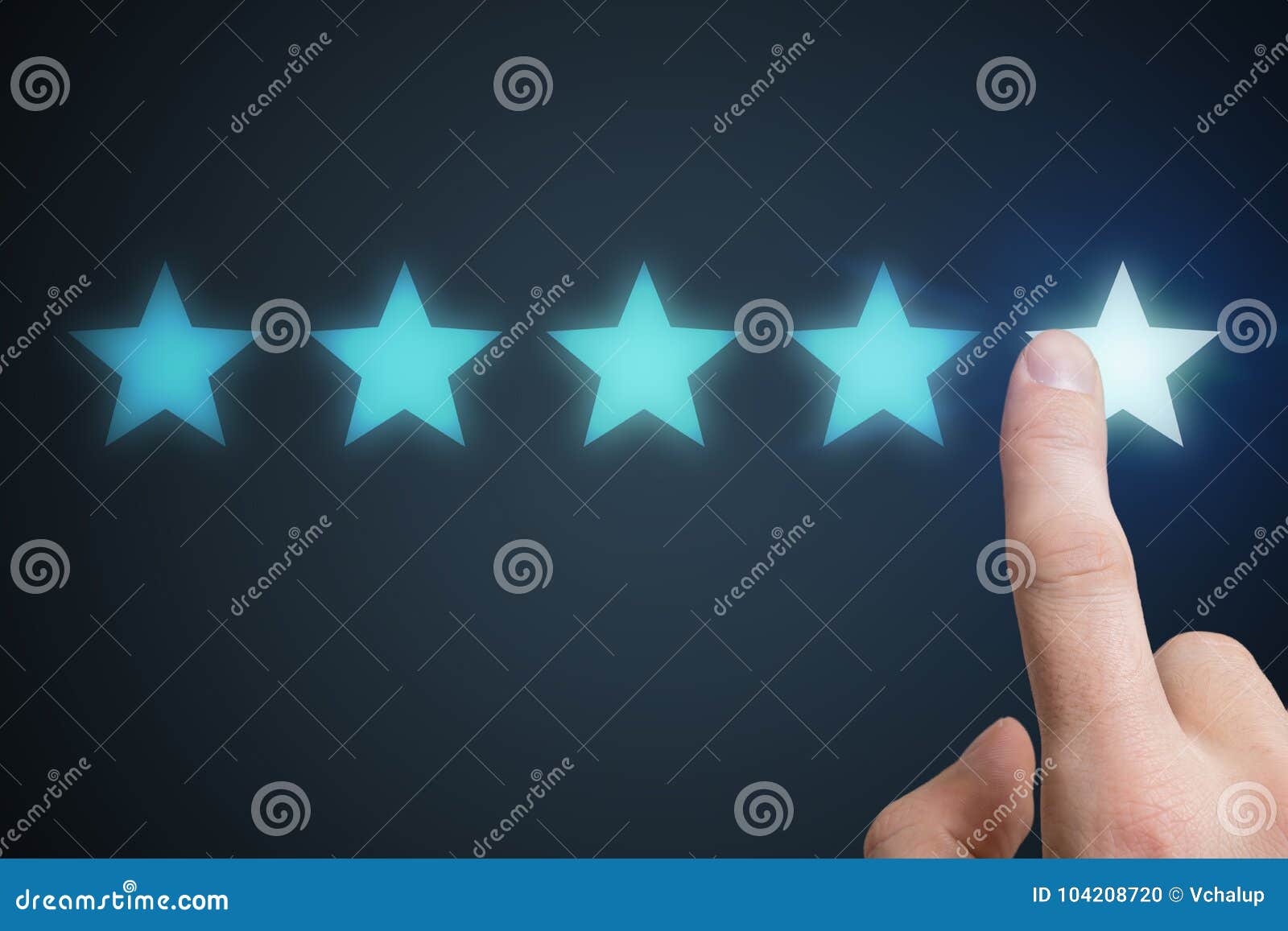 human hand is rating with 5 stars. ranking and customer satisfaction concept