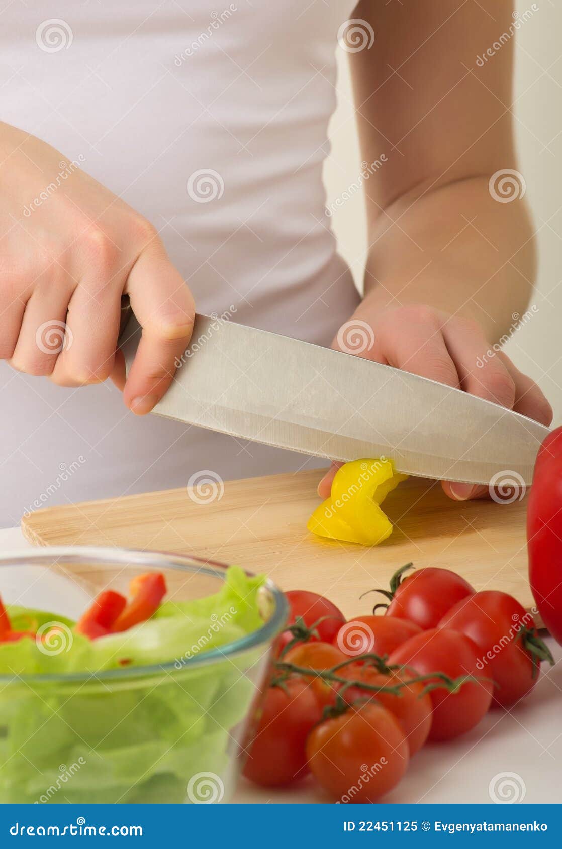 Human Hands Cooking Salad in Kitchen Stock Image Image of background, knife 22451125