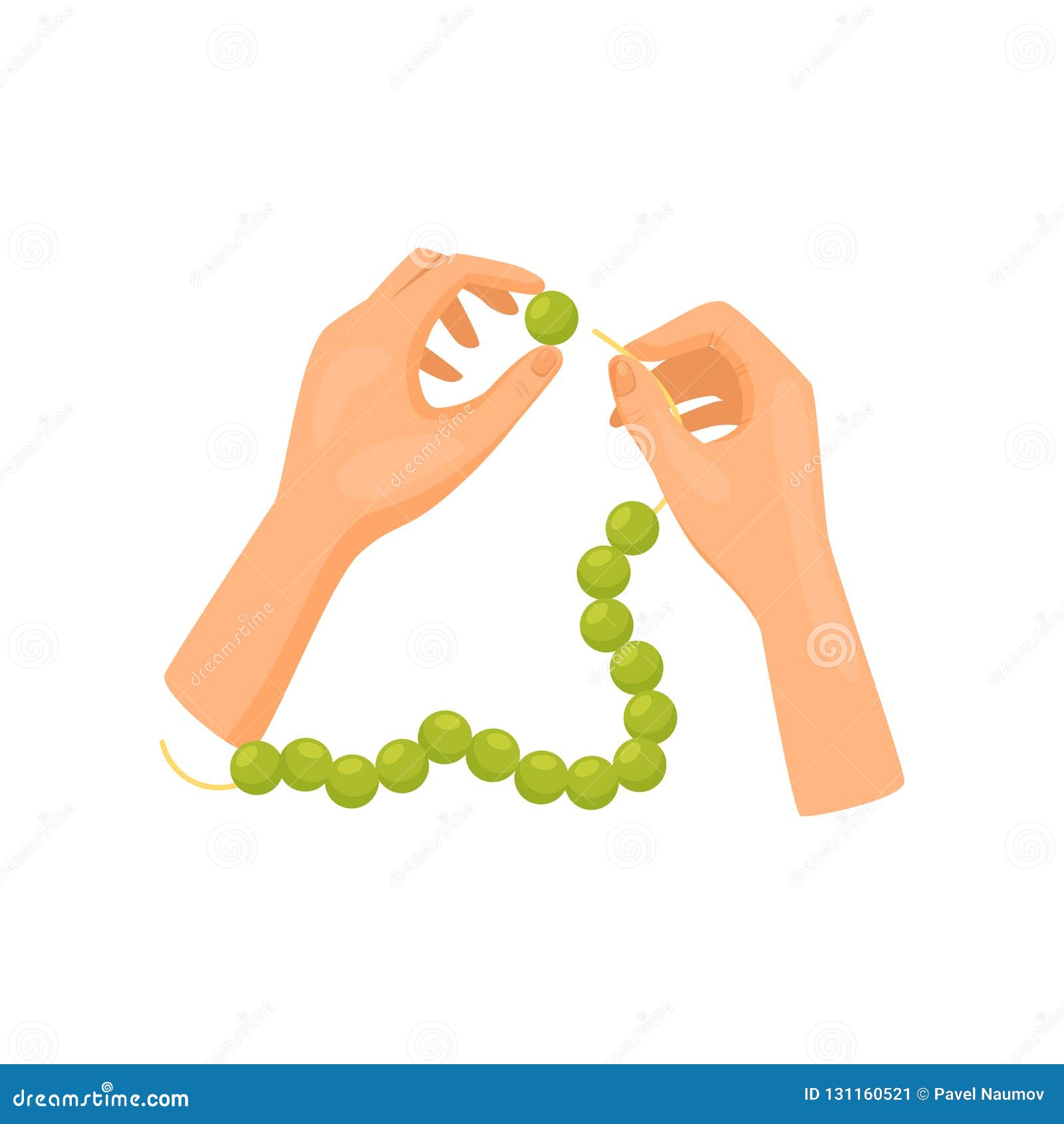 Hands with beads making bracelets hobby handmade Vector Image