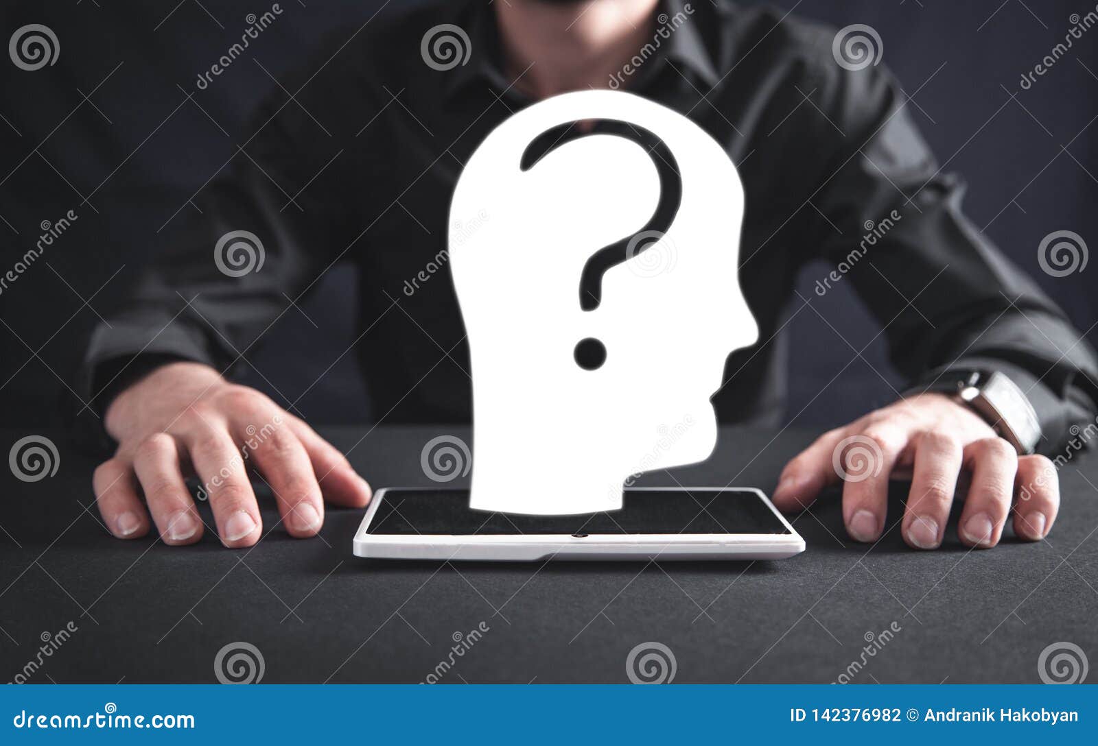 Human Head with Question Mark. Concept of Psychology Stock Illustration