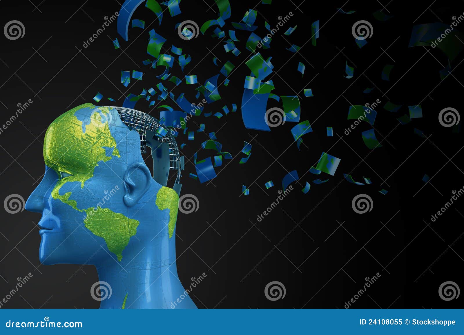 Human Head shaped Earth stock illustration. Illustration of generated ...