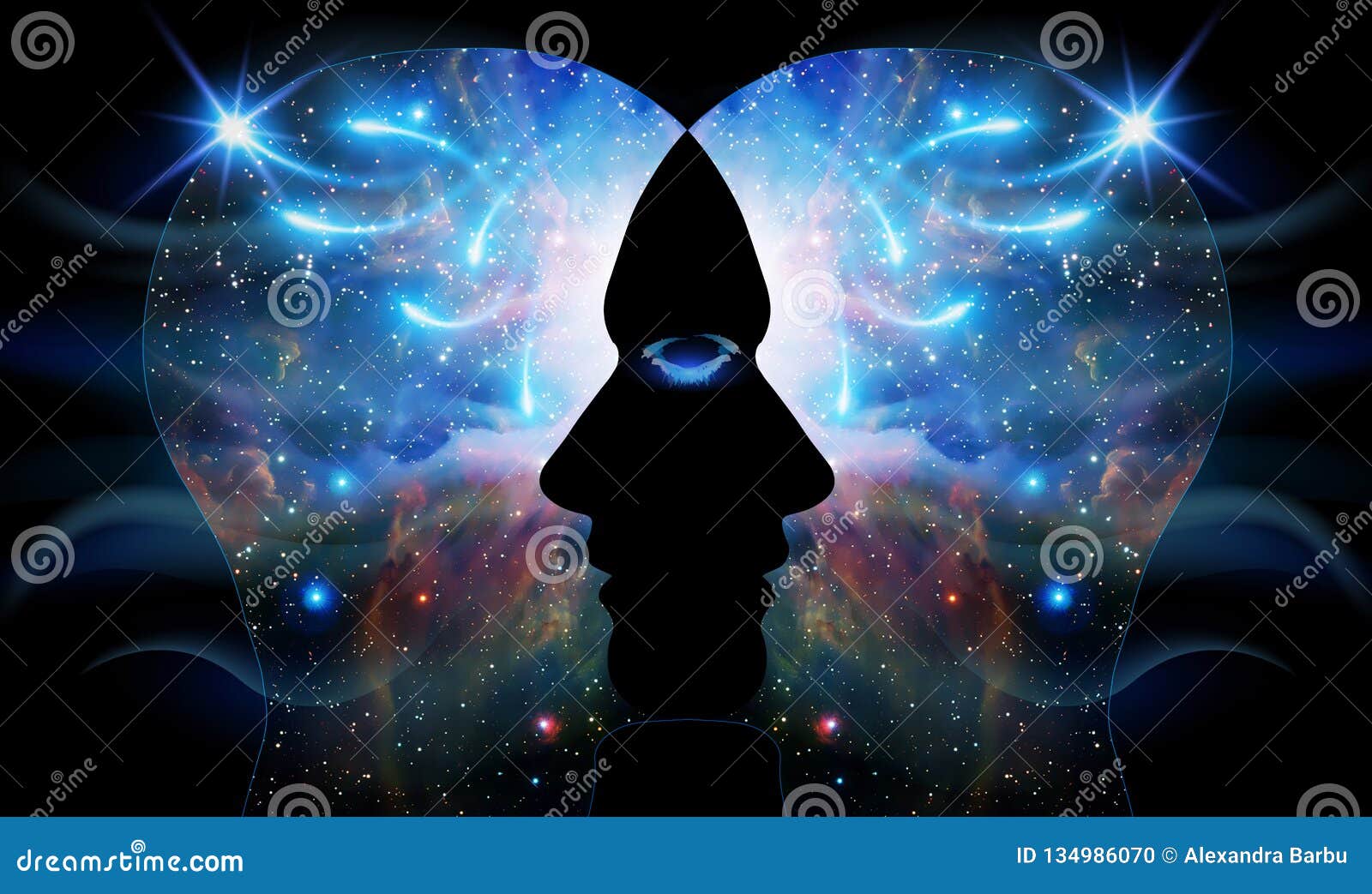 human head universe inspiration enlightenment unity consciousness