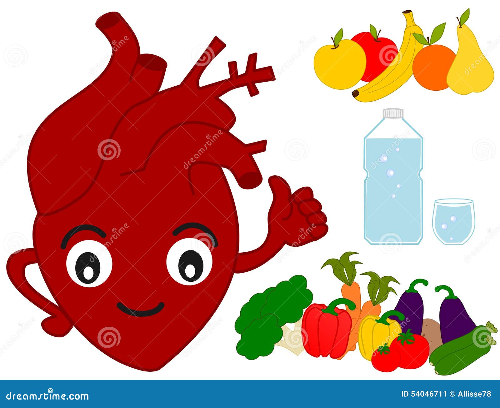 Human Heart and Healthy Food Funny Cartoon Illustration Stock Illustration  - Illustration of cholesterol, meal: 54046711