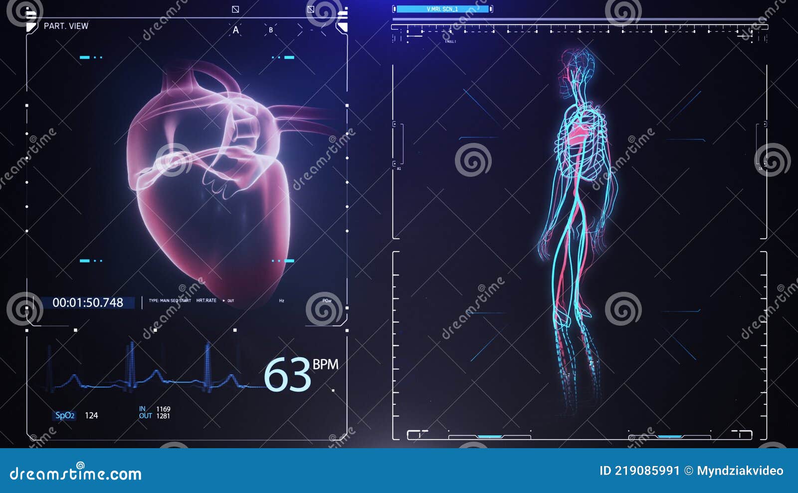 Human Heart Scan Animation. Heart Anatomy with Futuristic Interface.  Hospital Research Stock Image - Image of hospital, rate: 219085991