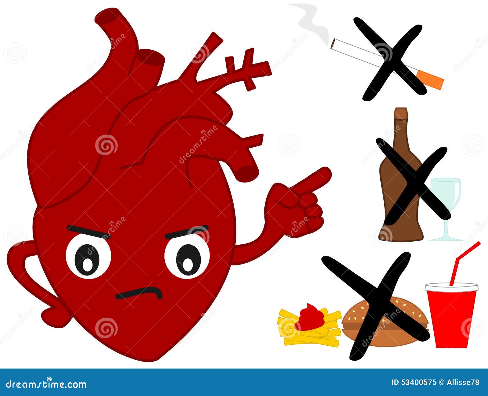 Human Heart Versus Bad Habits Cartoon Illustration Stock Illustration -  Illustration of habit, symbol: 53400575