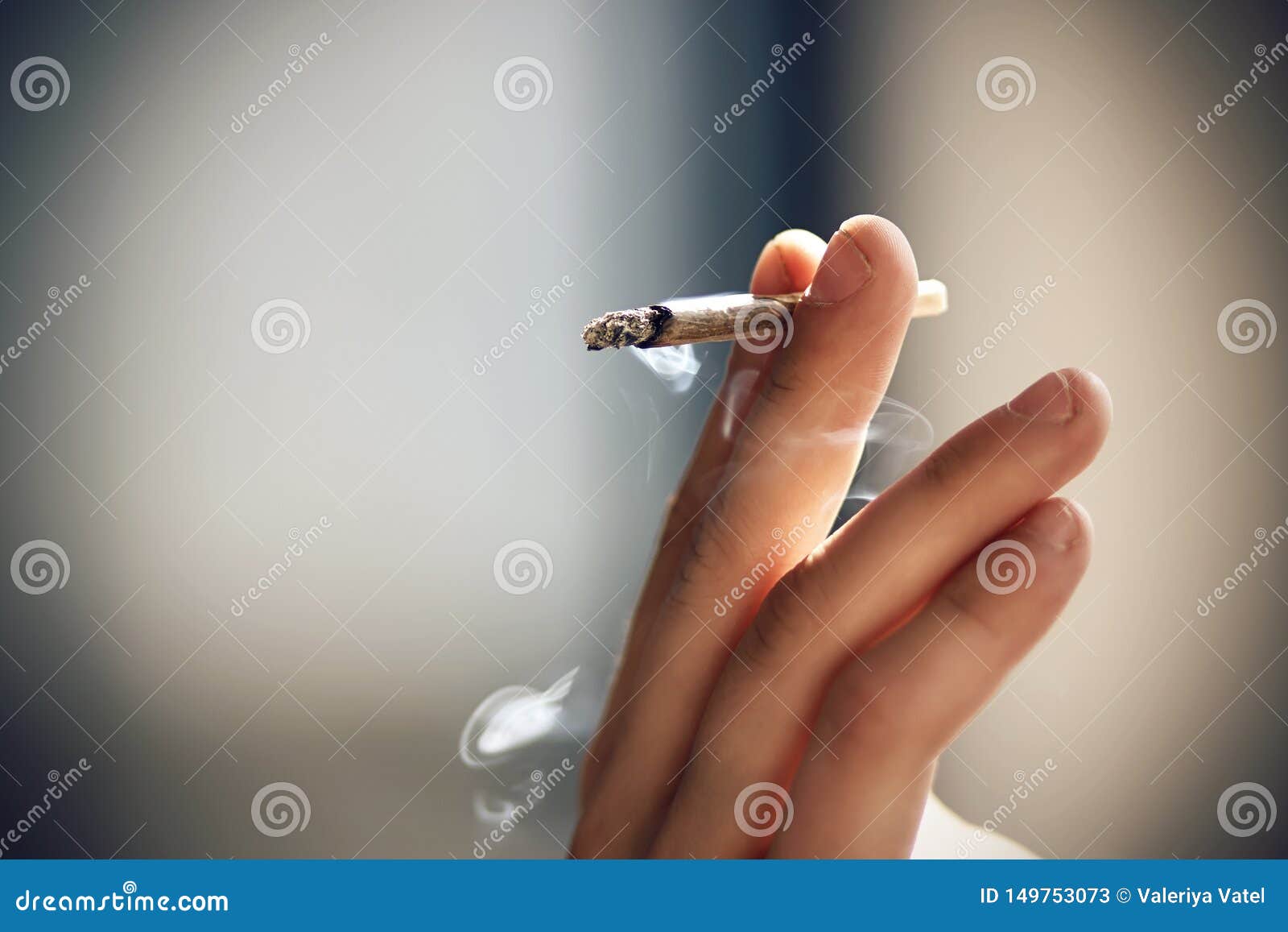 Human Holds in the Fingers a Cigarette Stock Image Image of habit