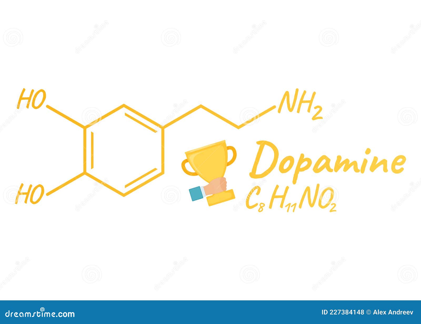 Human Hormone Dopamine Concept Chemical Skeletal Formula Icon Label ...