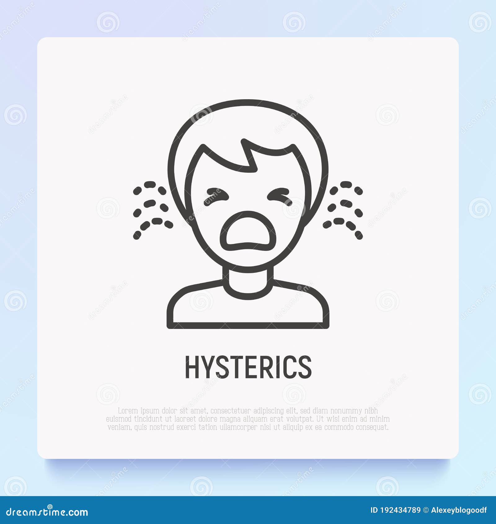 human in hysterics, crying child thin line icon. modern   of negative emotion