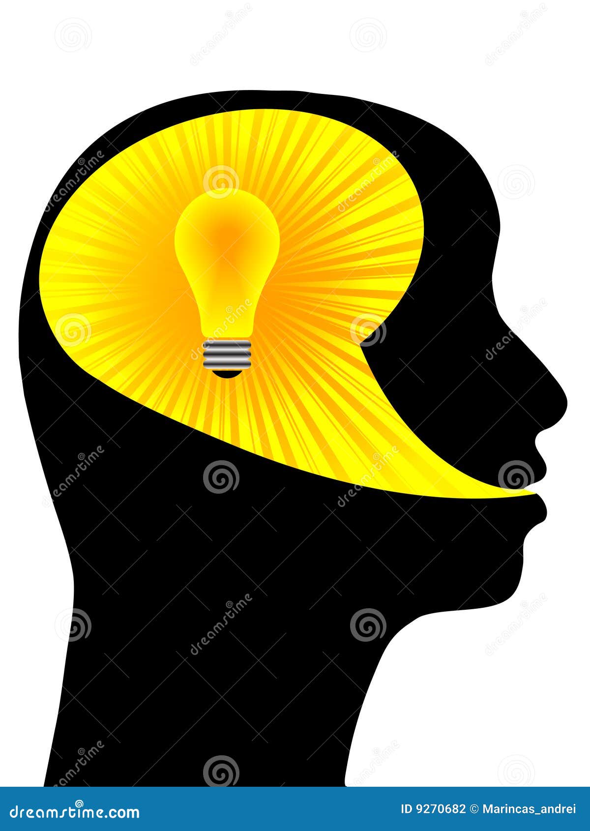 Human Head Creating A New Idea. Vector Illustration Royalty Free