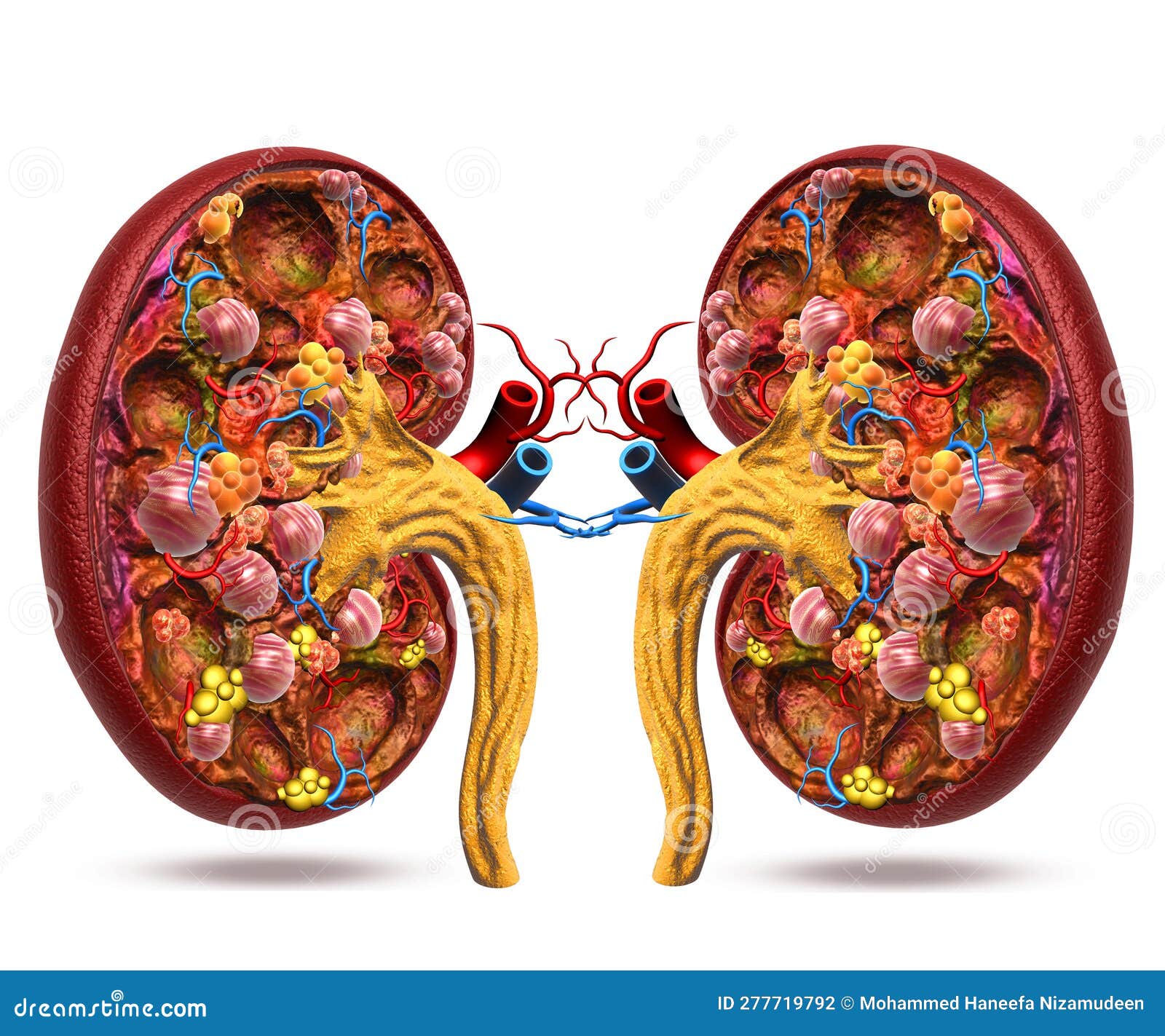 Human kidney cross section stock illustration. Illustration of vessel ...