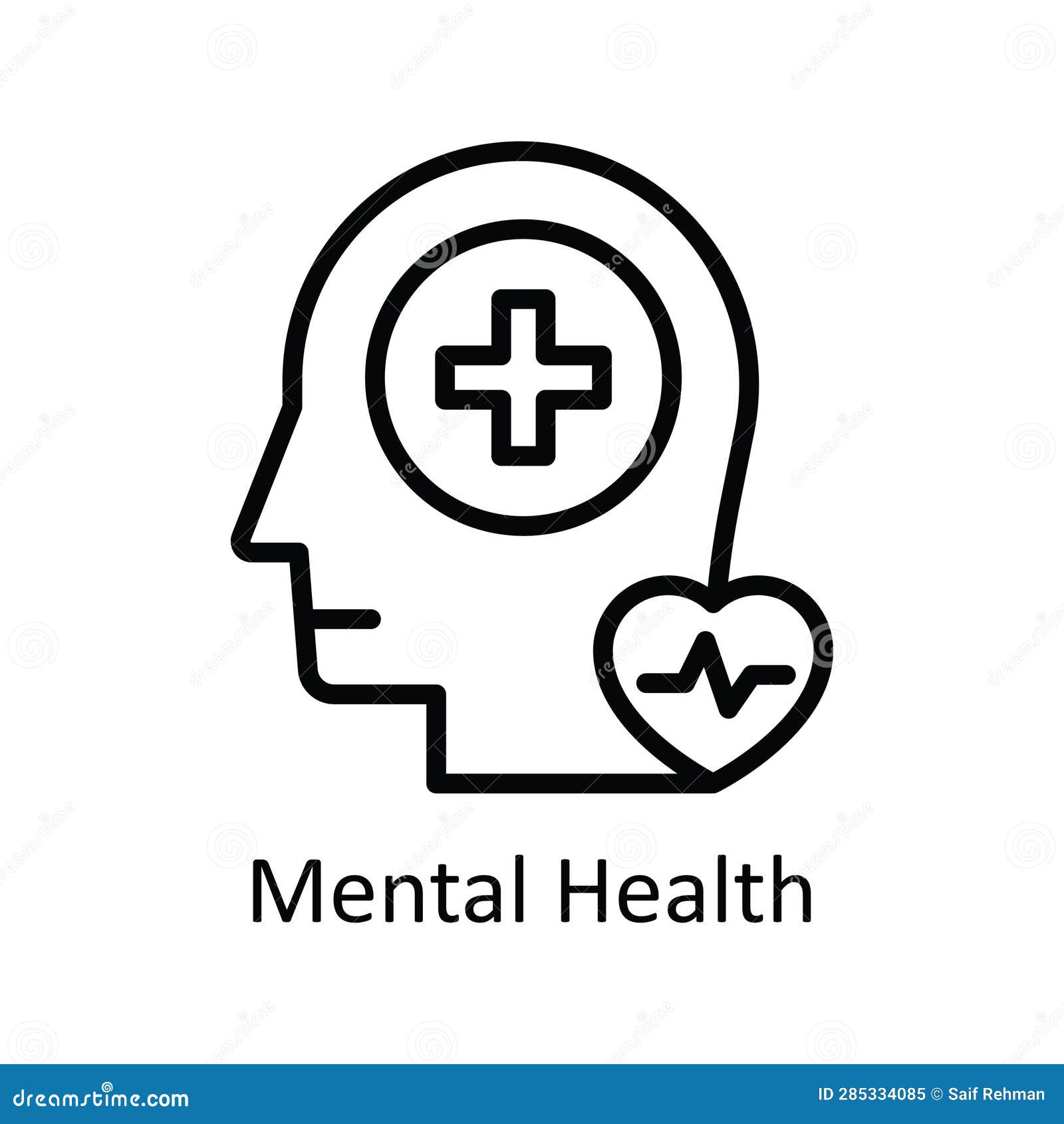 Mental Health Vector Outline Icon Design Illustration. Human Mentality ...