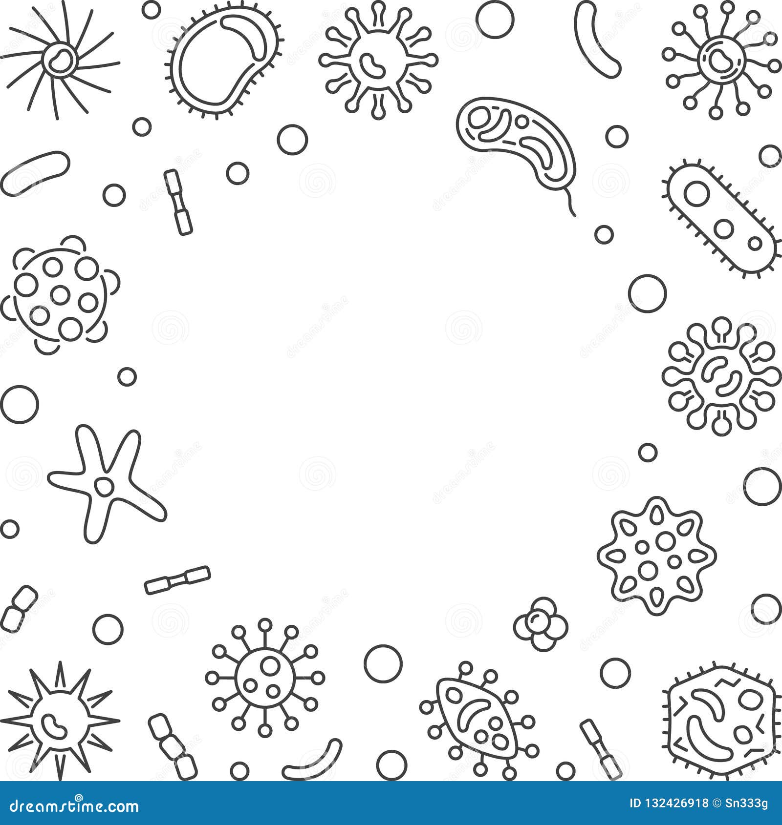 Human Microbiota Square Vector Frame in Thin Line Style Stock Vector ...