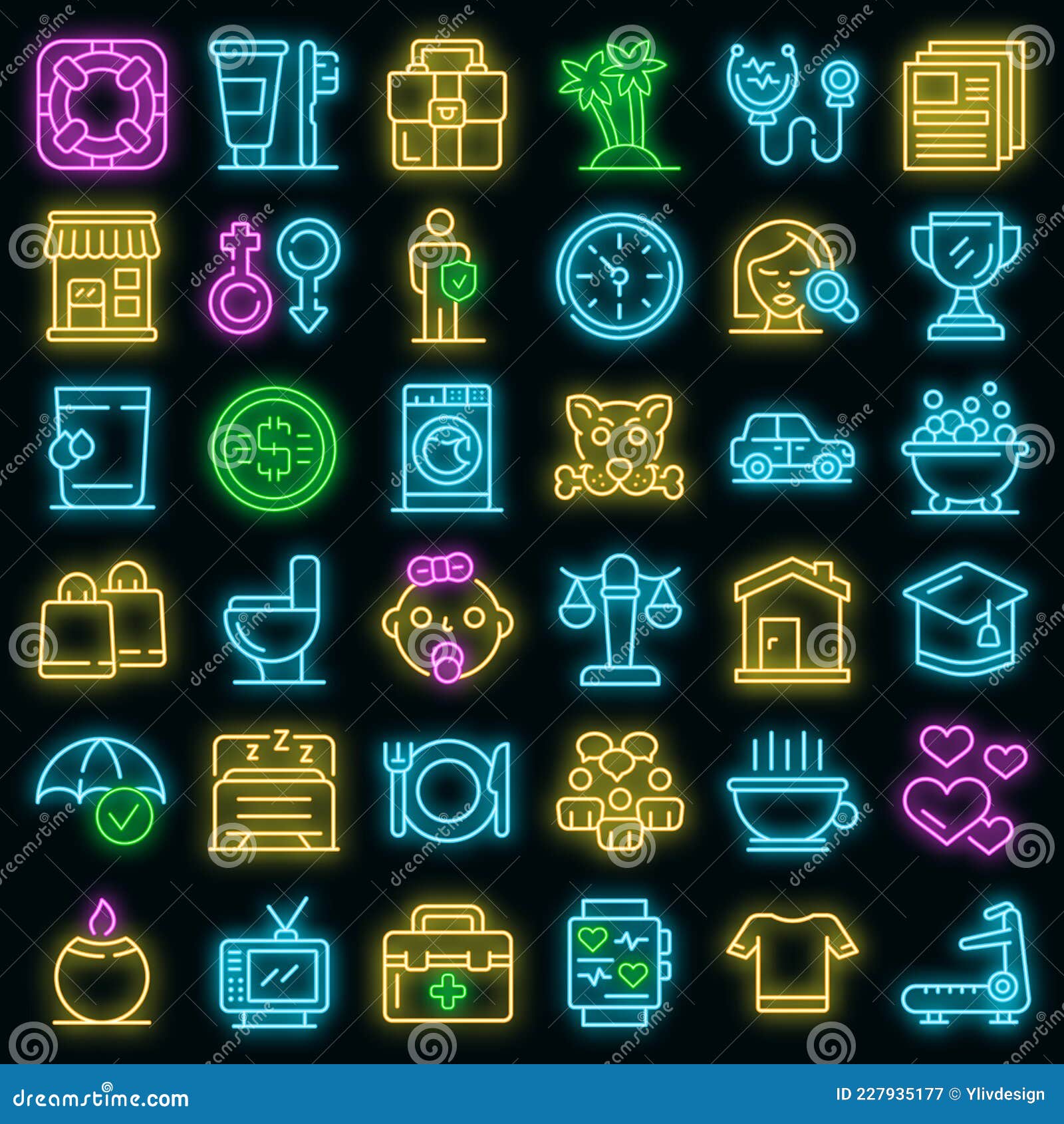 Human Needs Icons Set Vector Neon Stock Vector - Illustration of body ...