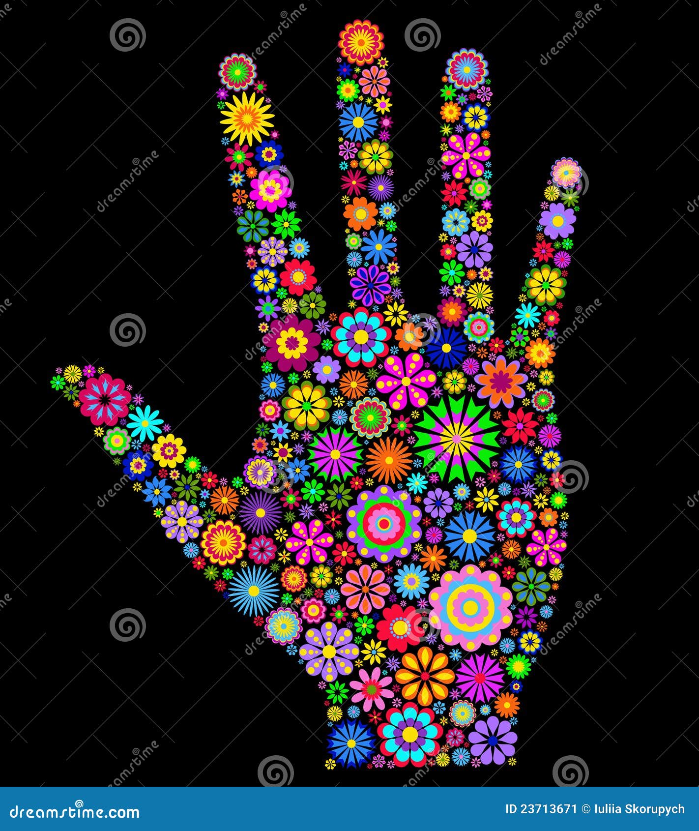 Human Palm on Black Background Stock Vector - Illustration of fingers