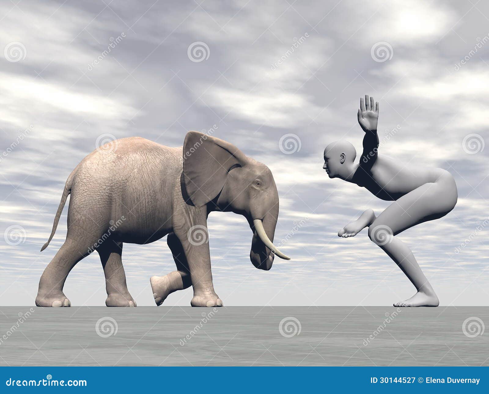 Yoga elephant 3D render stock illustration. Illustration of balance 30144527