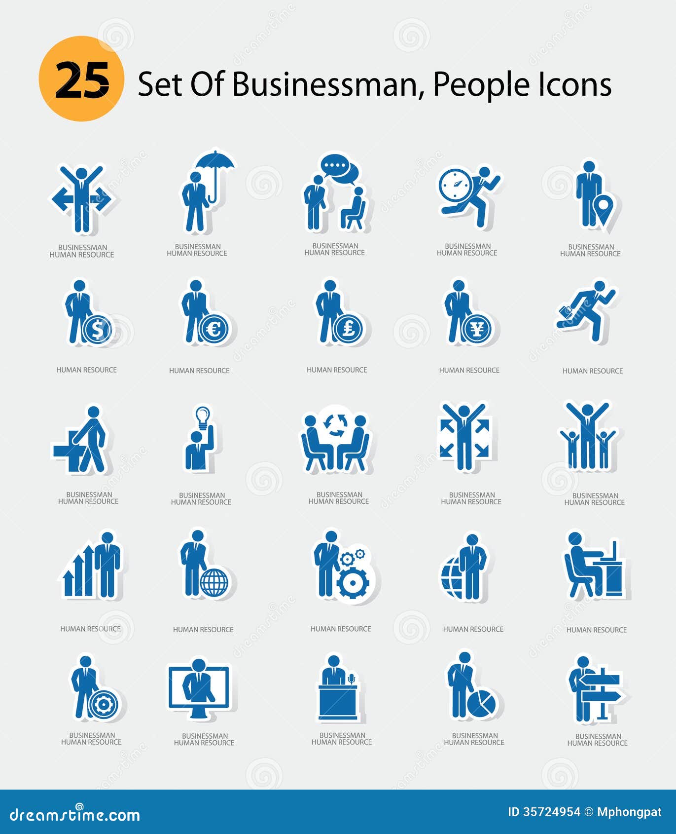 Download Human Resource Icons,Blue Version Stock Illustration ...