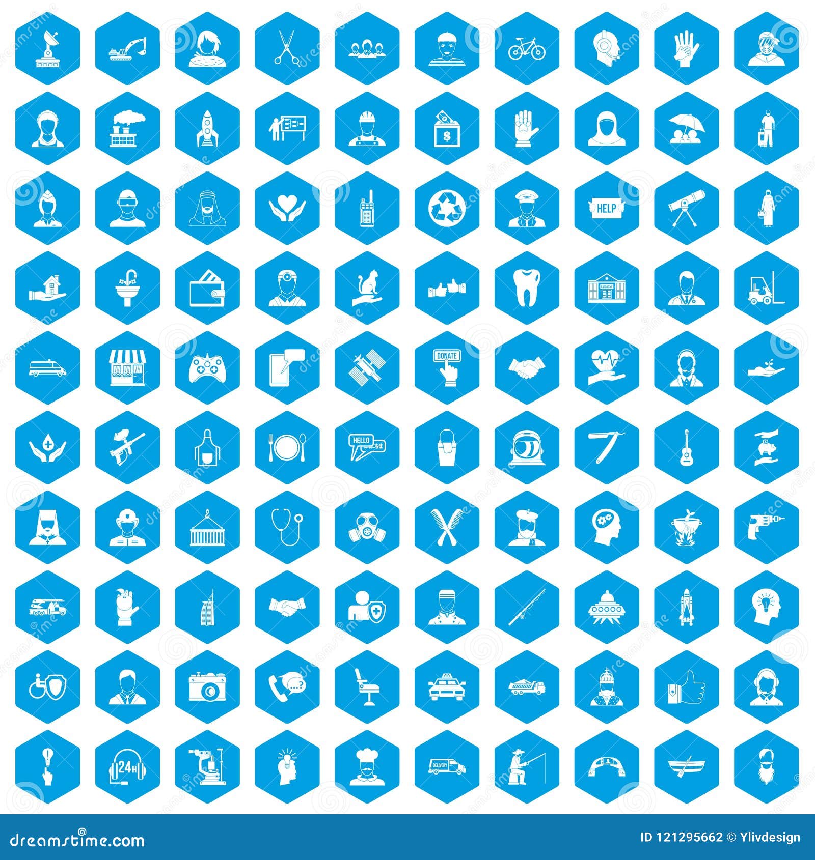 Download 100 Human Resources Icons Set Blue Stock Vector ...