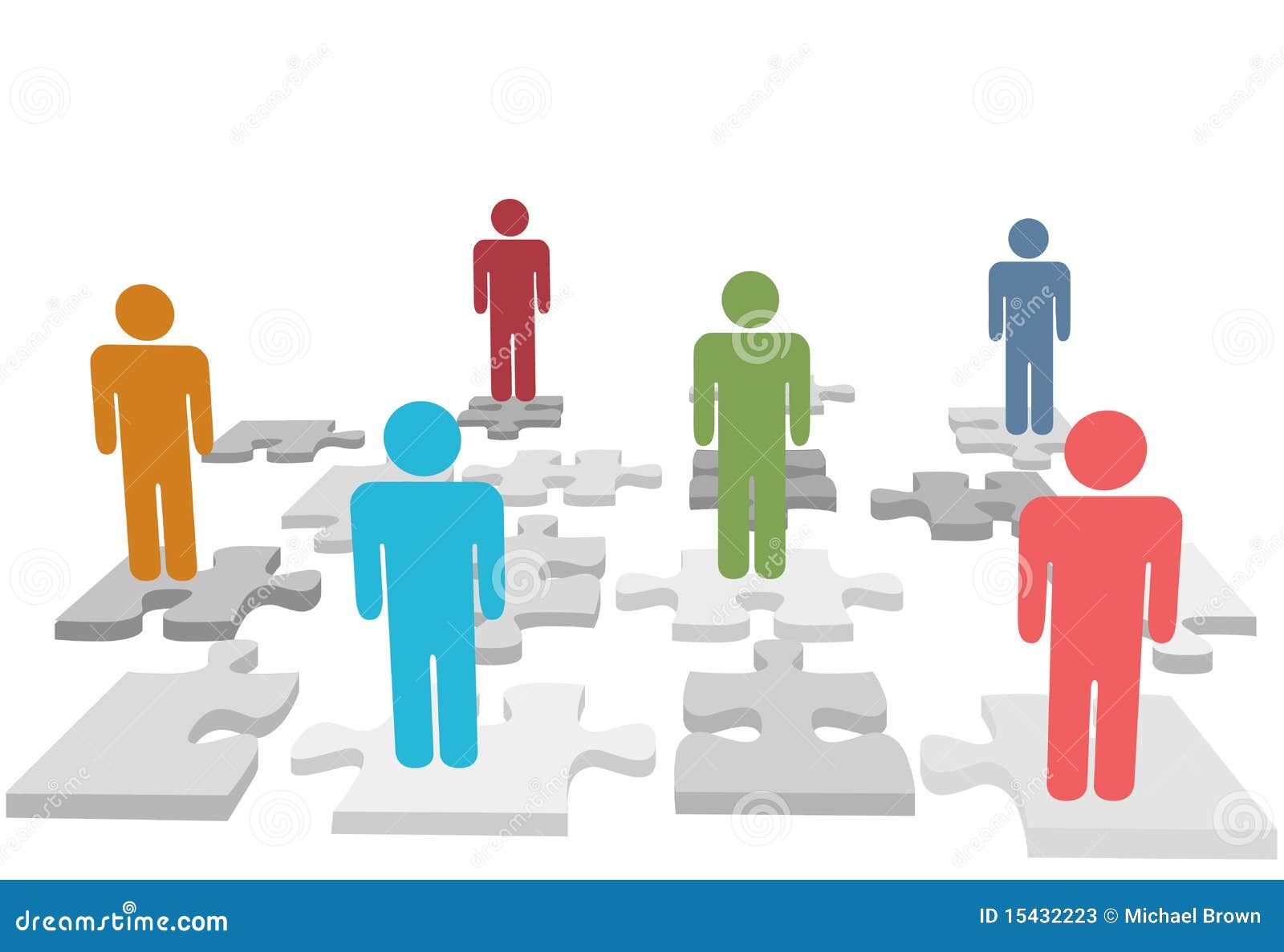 Human Resources People Stand On Puzzle Pieces Stock Photos