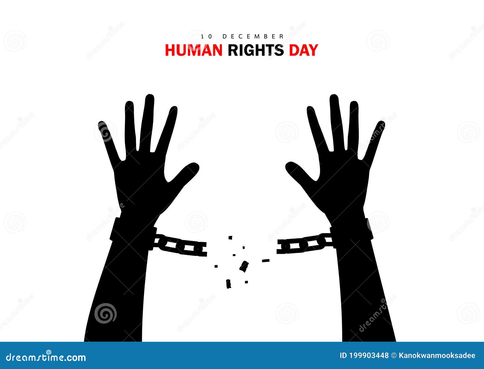 Human Rights Day International Peace Silhouette Of Hand Is Breaking Chain Concept Of Freedom