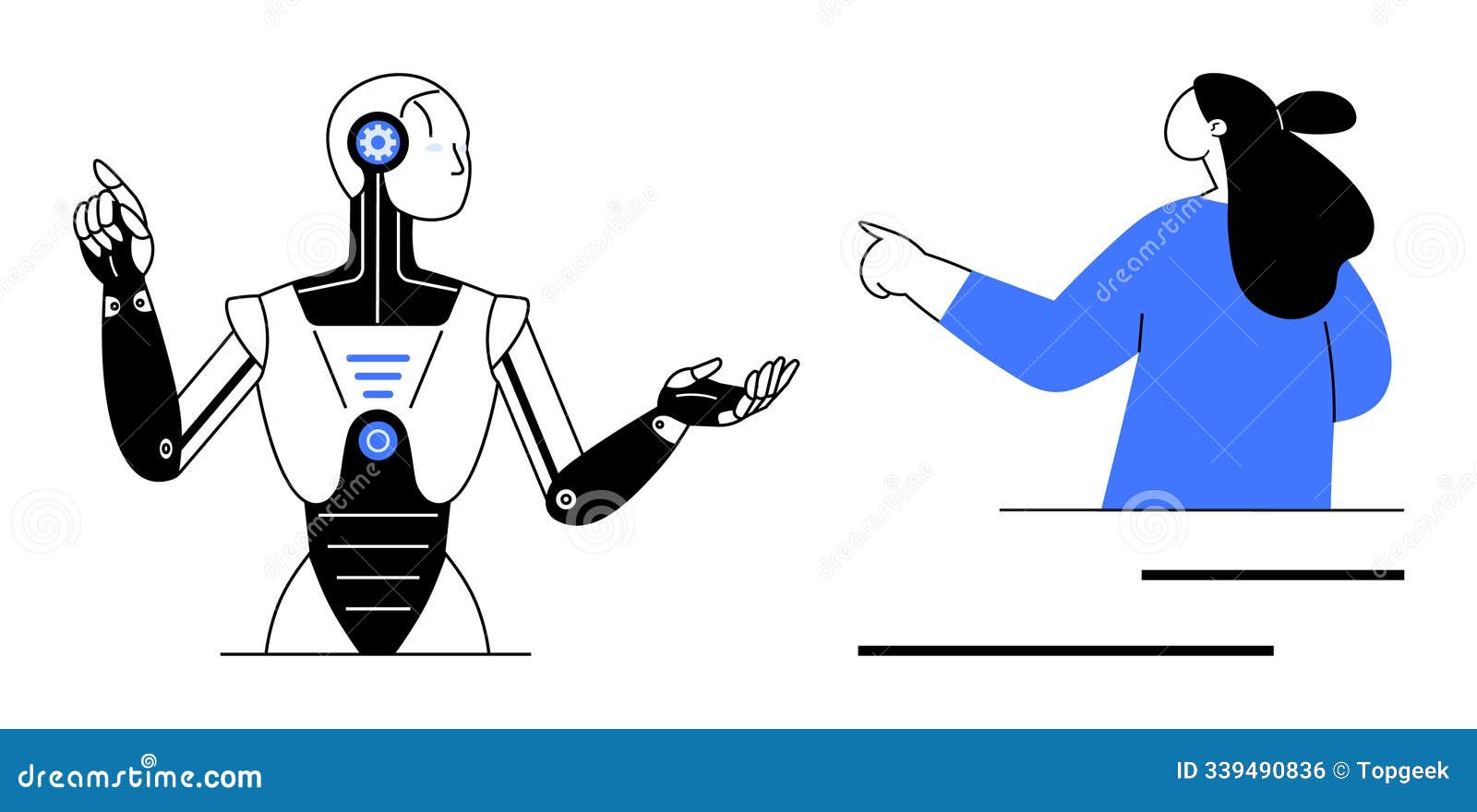 a human and robot engaged in communication and interaction