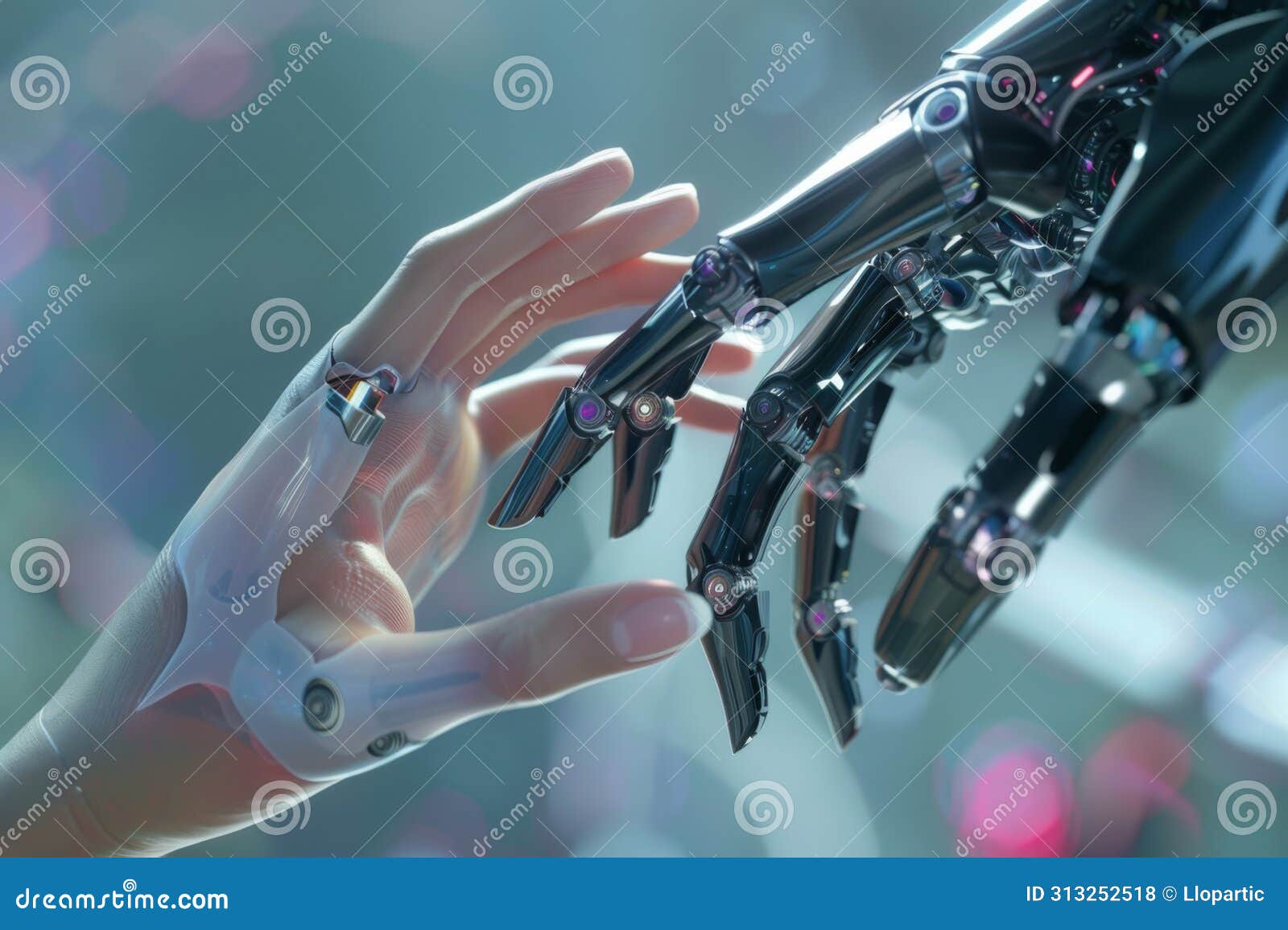 human and robot hand union: the convergence of biologies