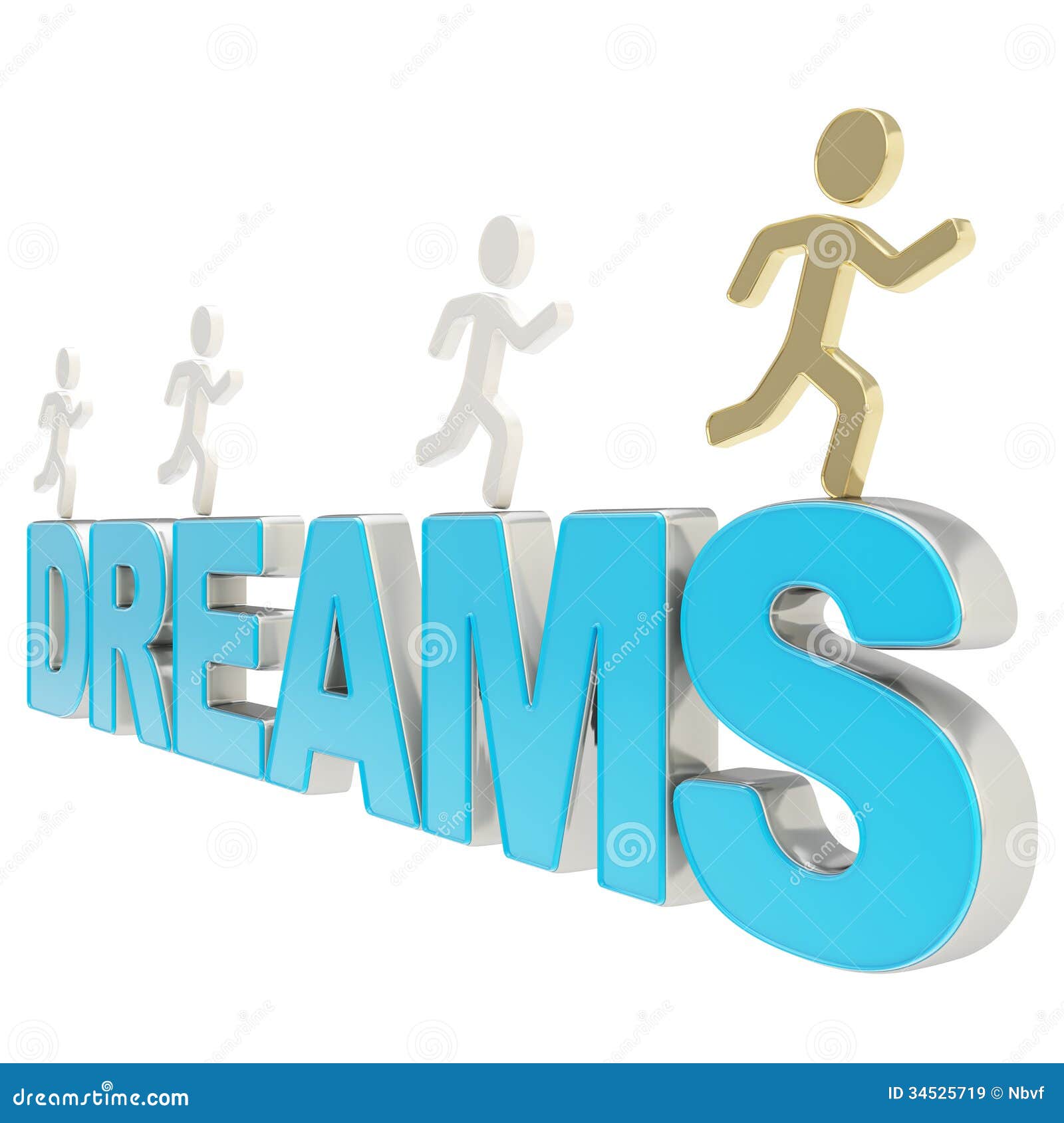 human running ic figures over the word dreams