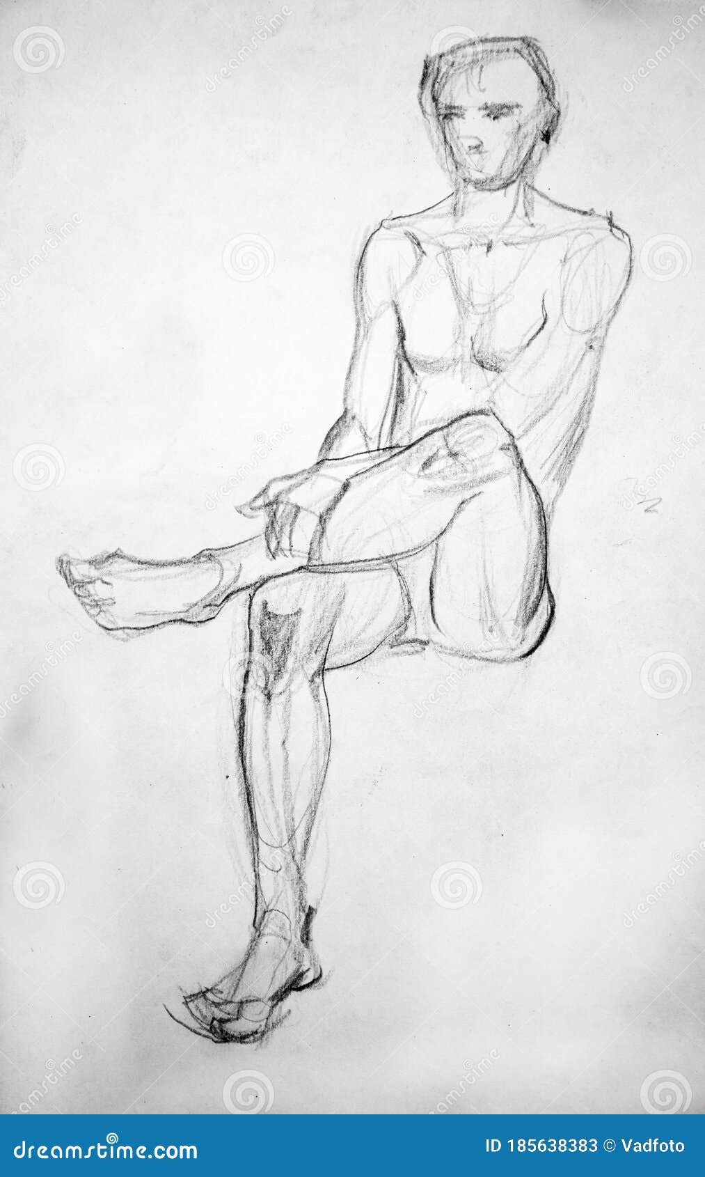 Human`s Figure Pencil Drawing Illustration Sketch Stock Image Image