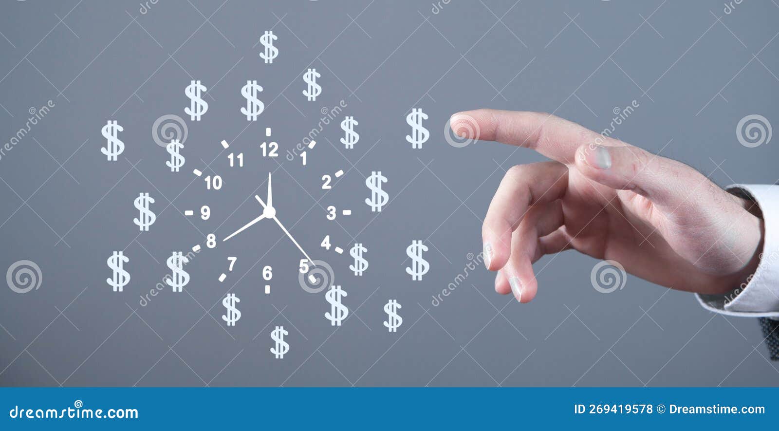 Human Showing Clock with a Dollar Symbols. Time is Money Stock Photo ...