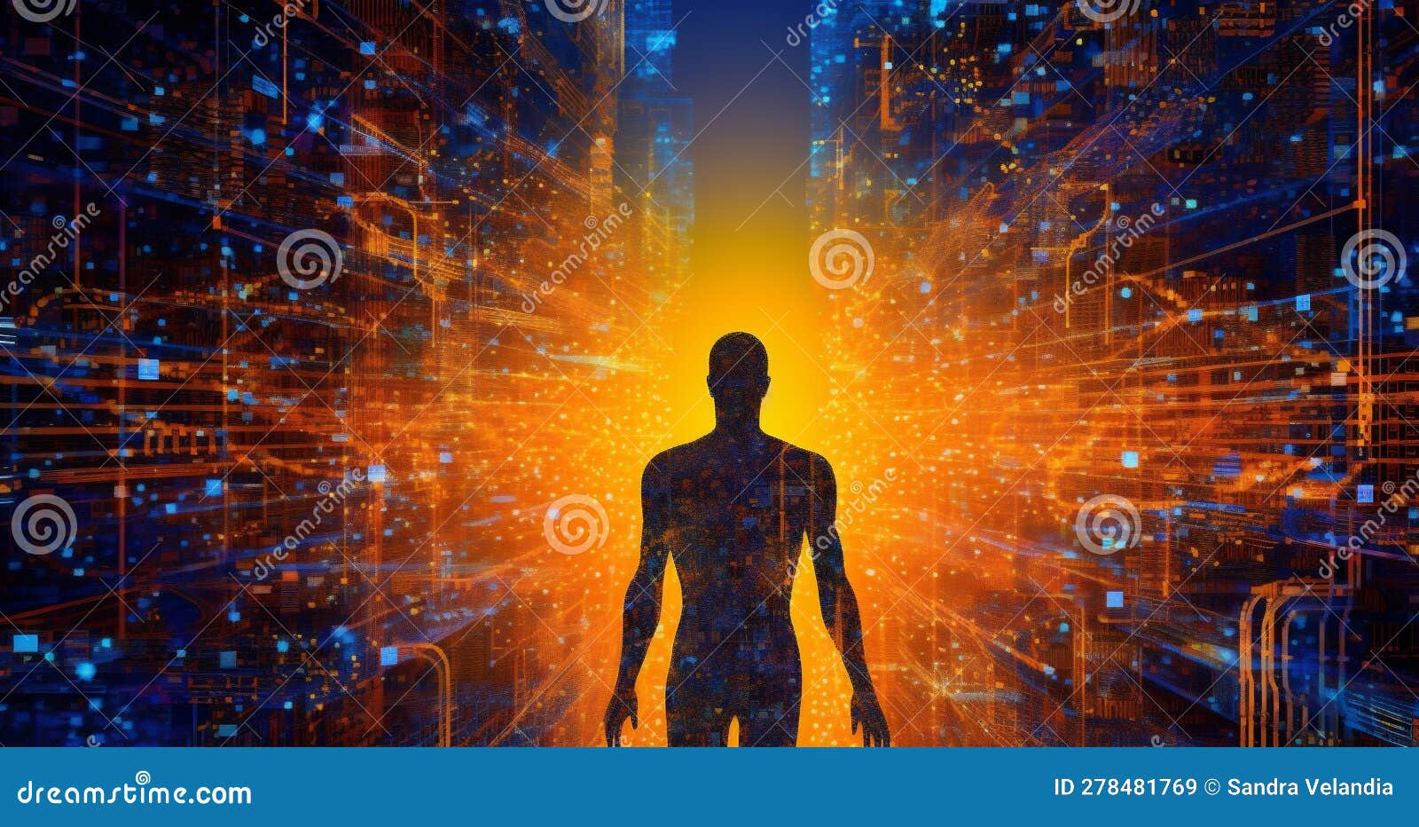 Human figure as the central element in cybersecurity defense, representing the critical role of human psychology in digital protection