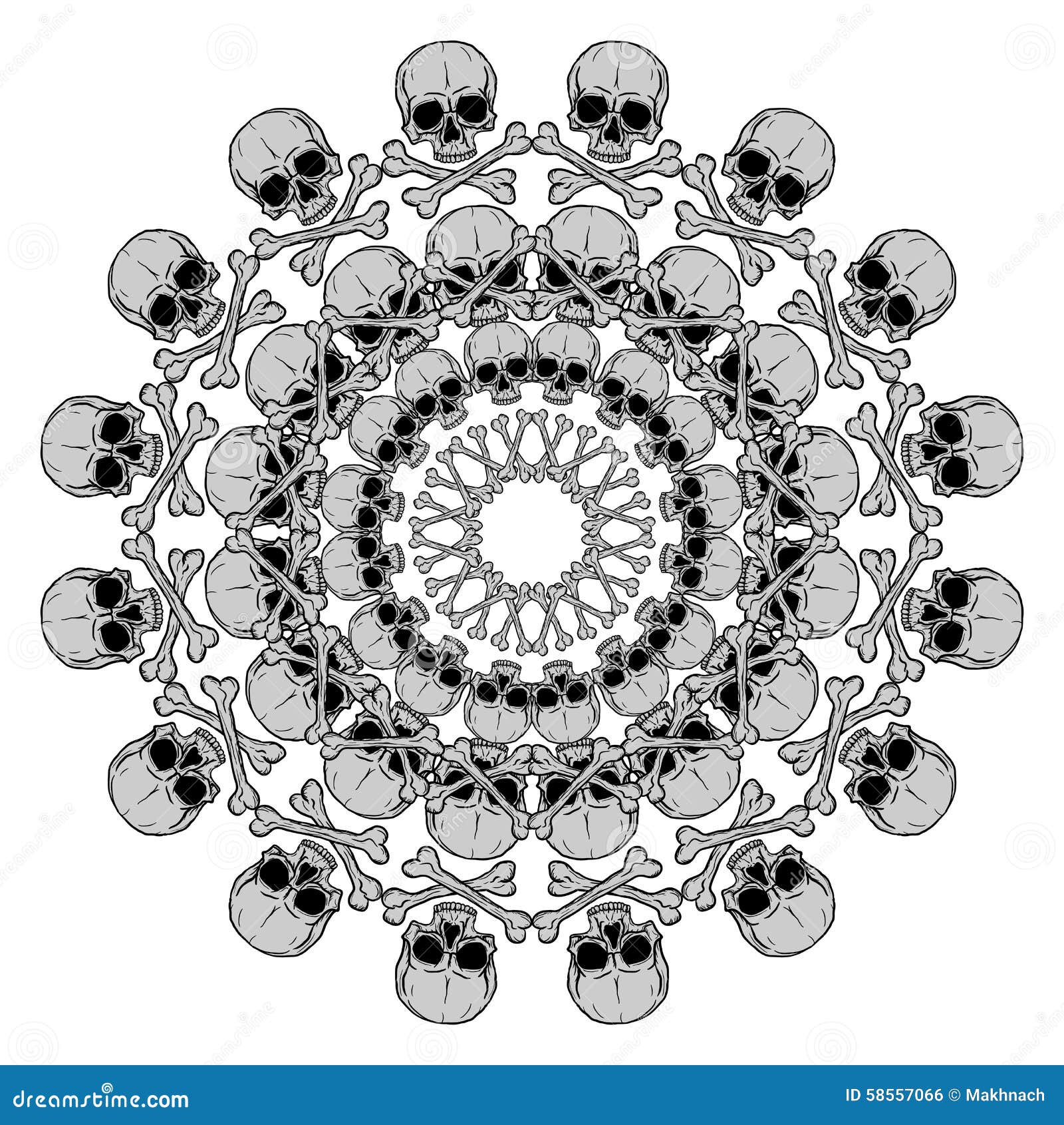 Human Skull Circular Pattern Stock Vector - Illustration of gray ...