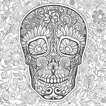Human Skull Made of Flowers Stock Illustration - Illustration of ...