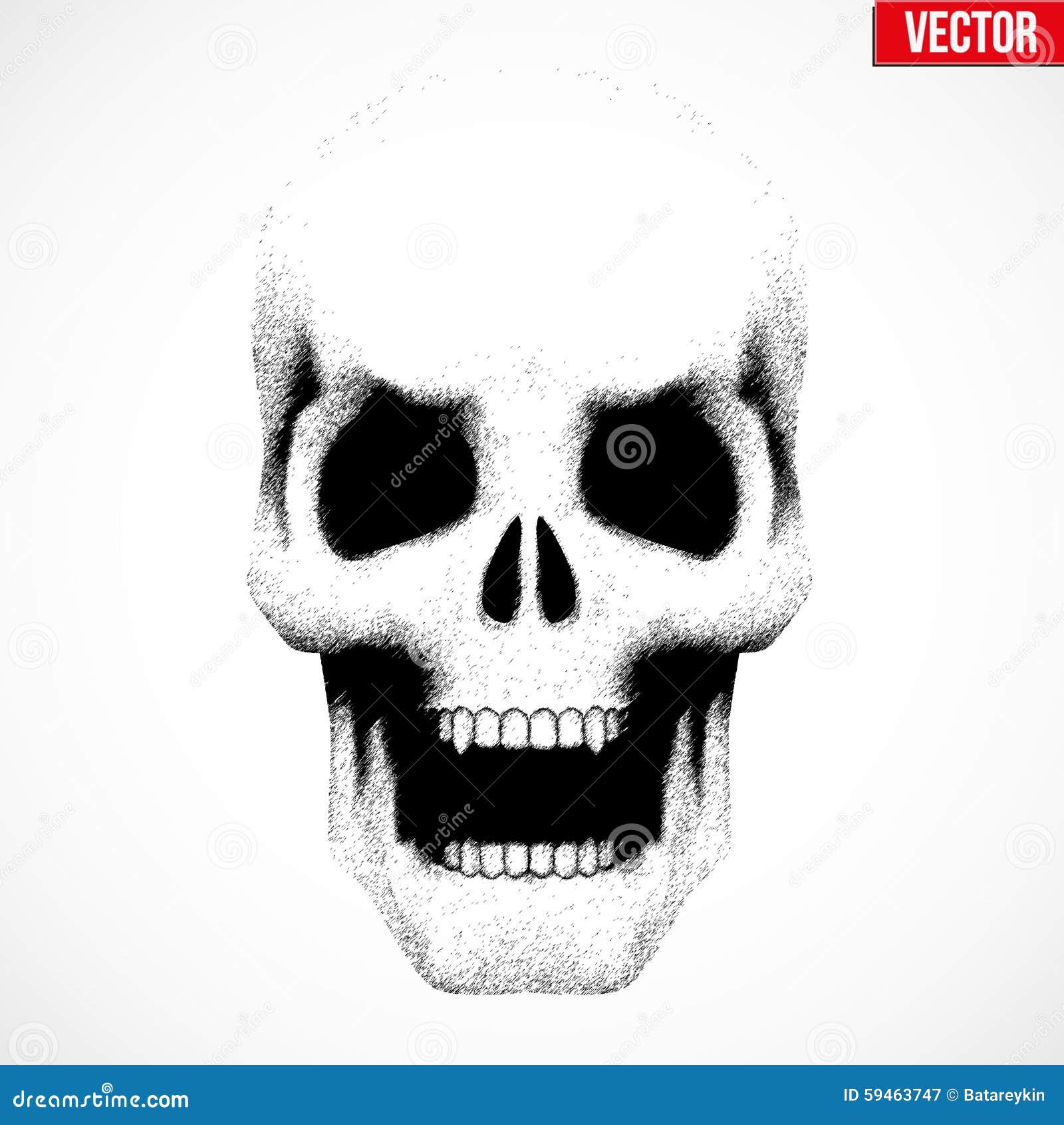 Human Skull With Open Mouth In Sketch Style Stock Vector - Image: 59463747