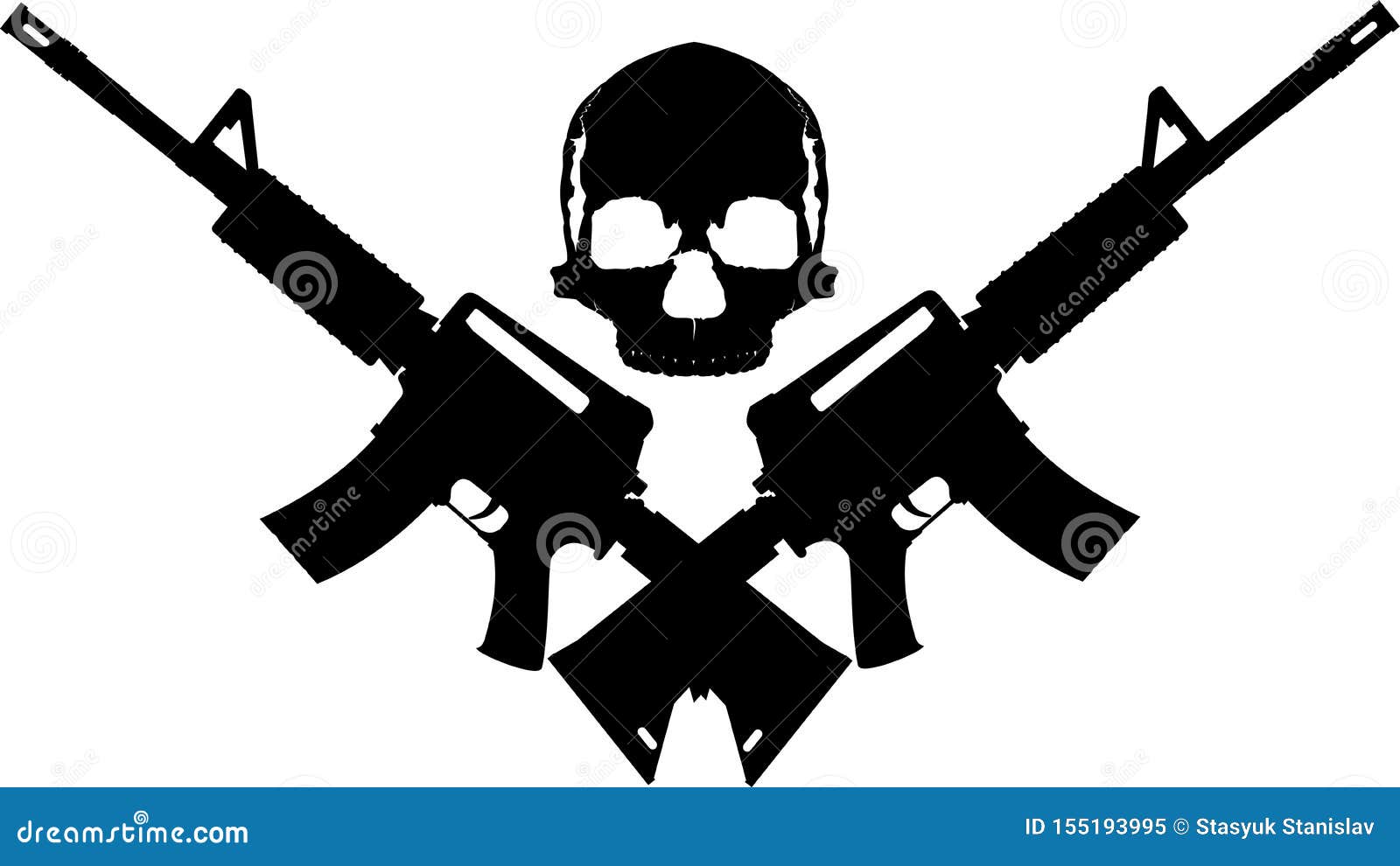 Skull two rifles stock vector. Illustration of assault - 155193995