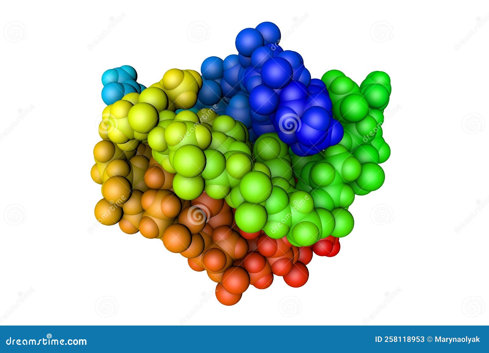 human telomeric repeat d (ag3(t2ag3)3) of the g-quadruplex. space-filling molecular model. rendering