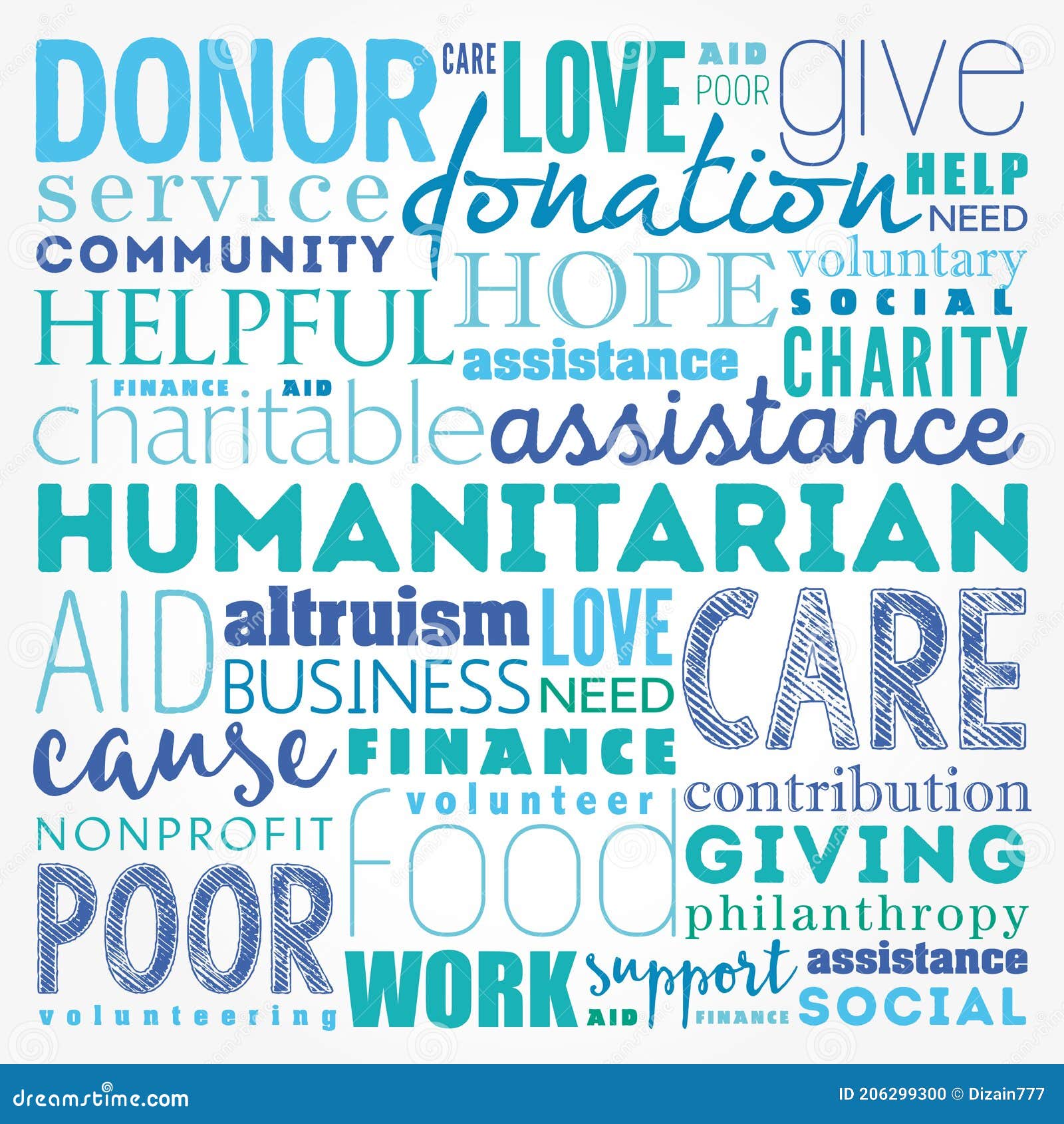 Humanitarian Word Cloud Collage Stock Illustration Illustration of