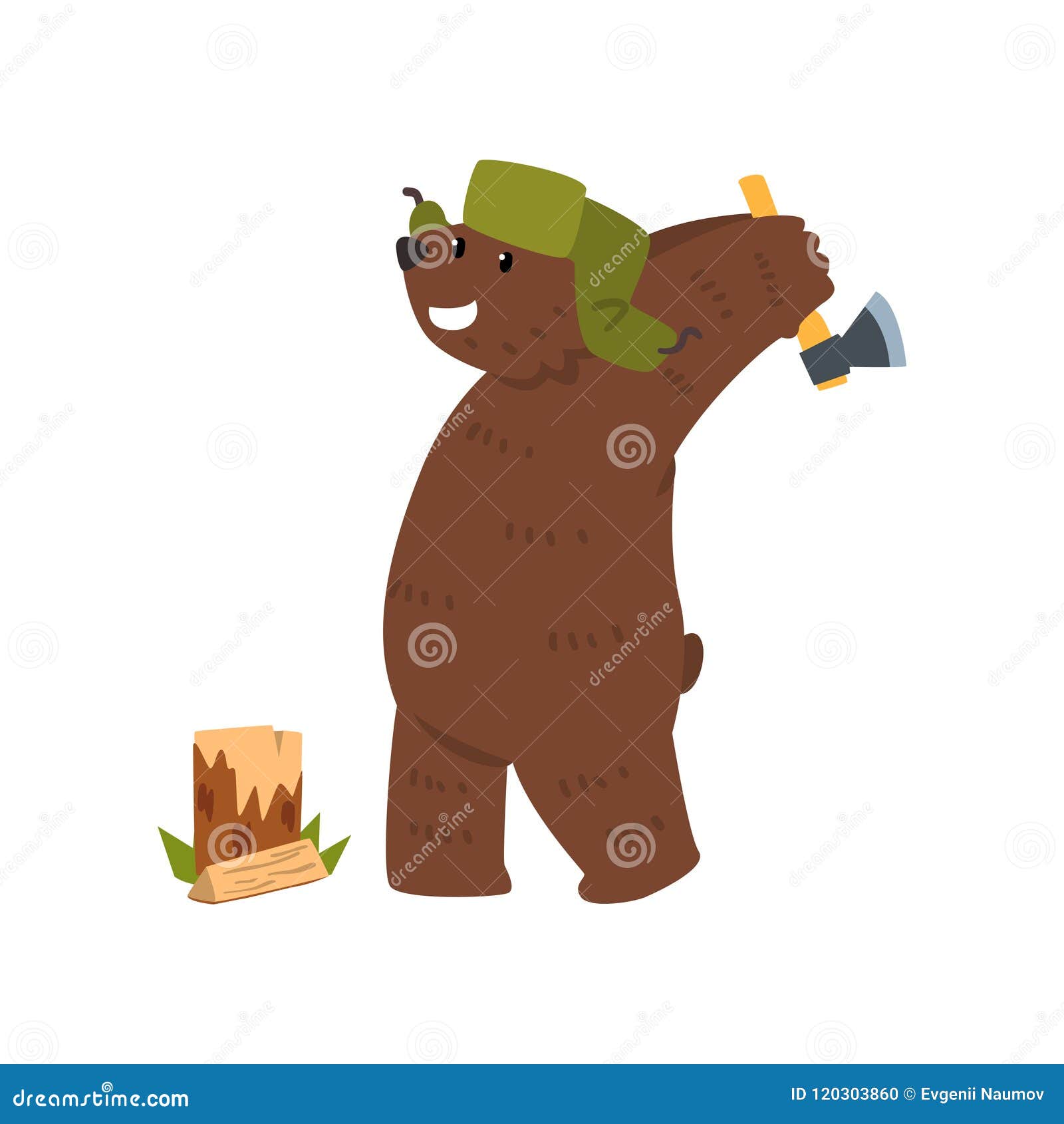 Humanized Male Bear Character with Ax Chopping Wood Cartoon Vector  Illustration on a White Background Stock Vector - Illustration of childish,  humor: 120303860