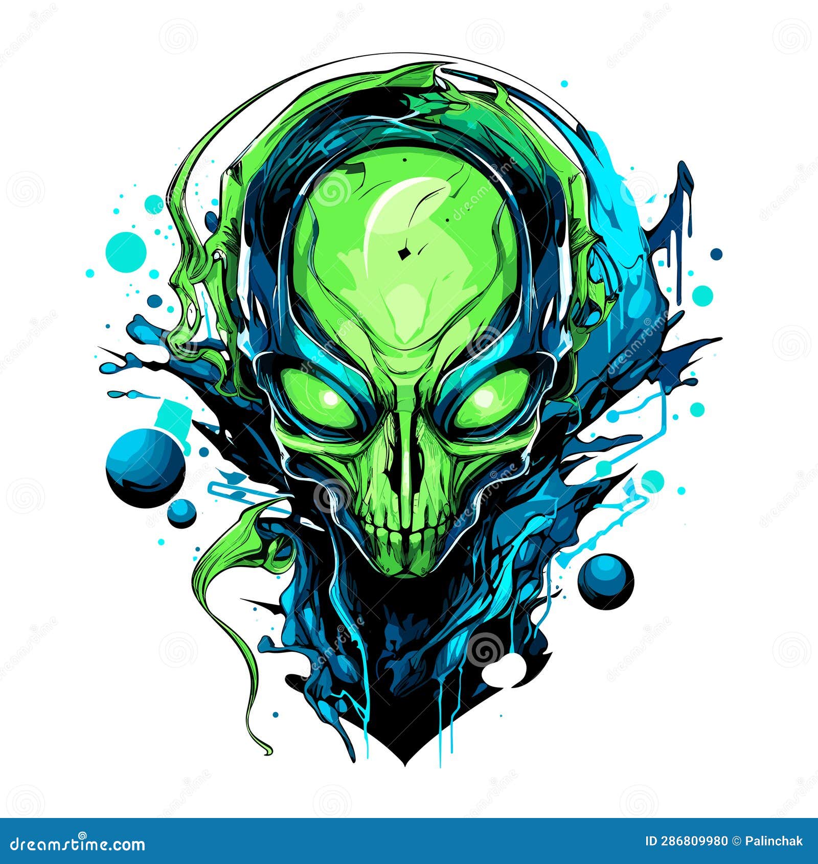 humanoid alien portrait in  graphic style