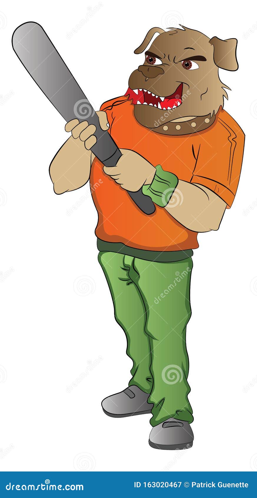 Humanoid Dog with a Baseball Bat, Illustration Stock Vector Illustration of baseball, ball