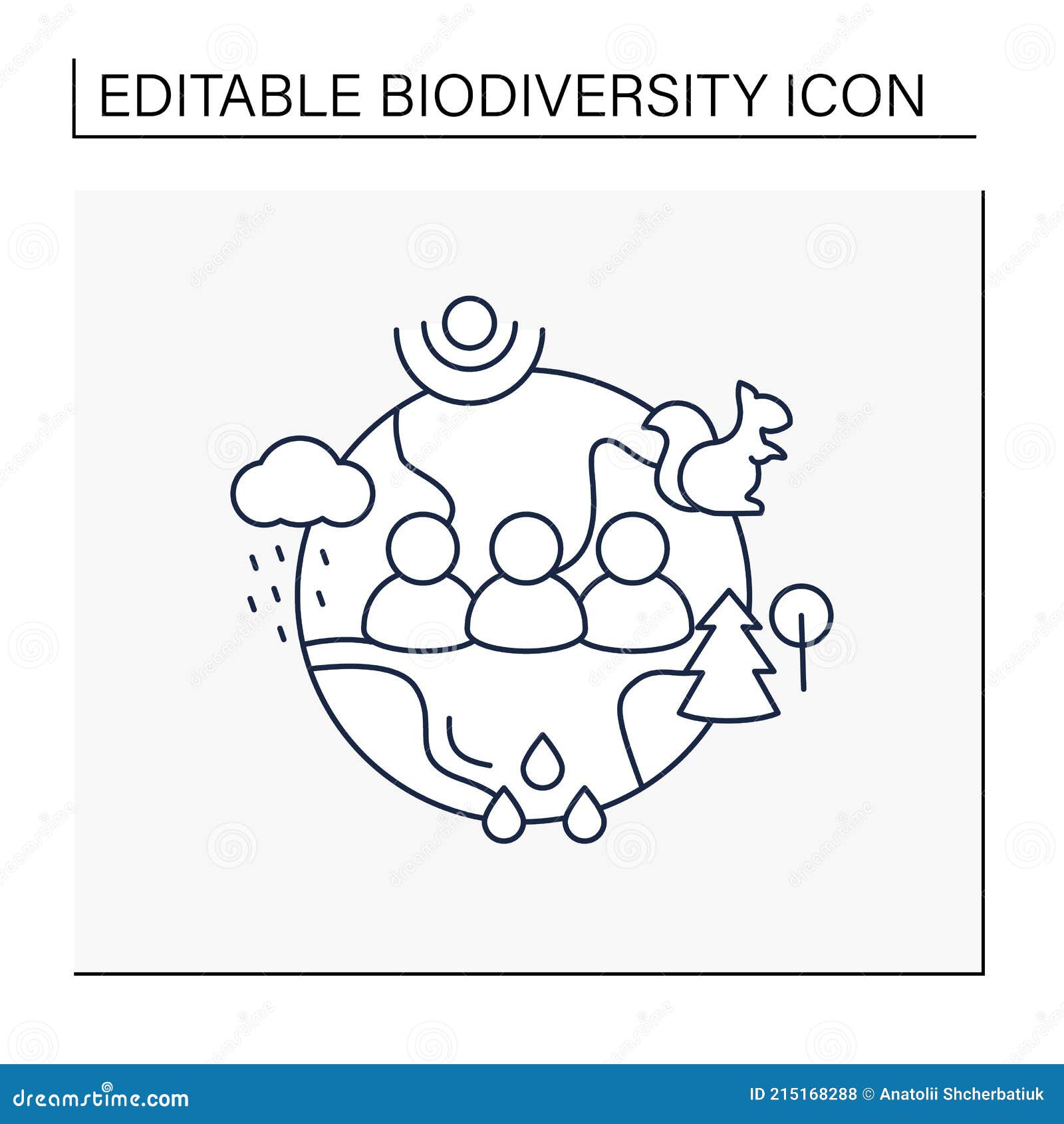 humans and ecosystem line icon