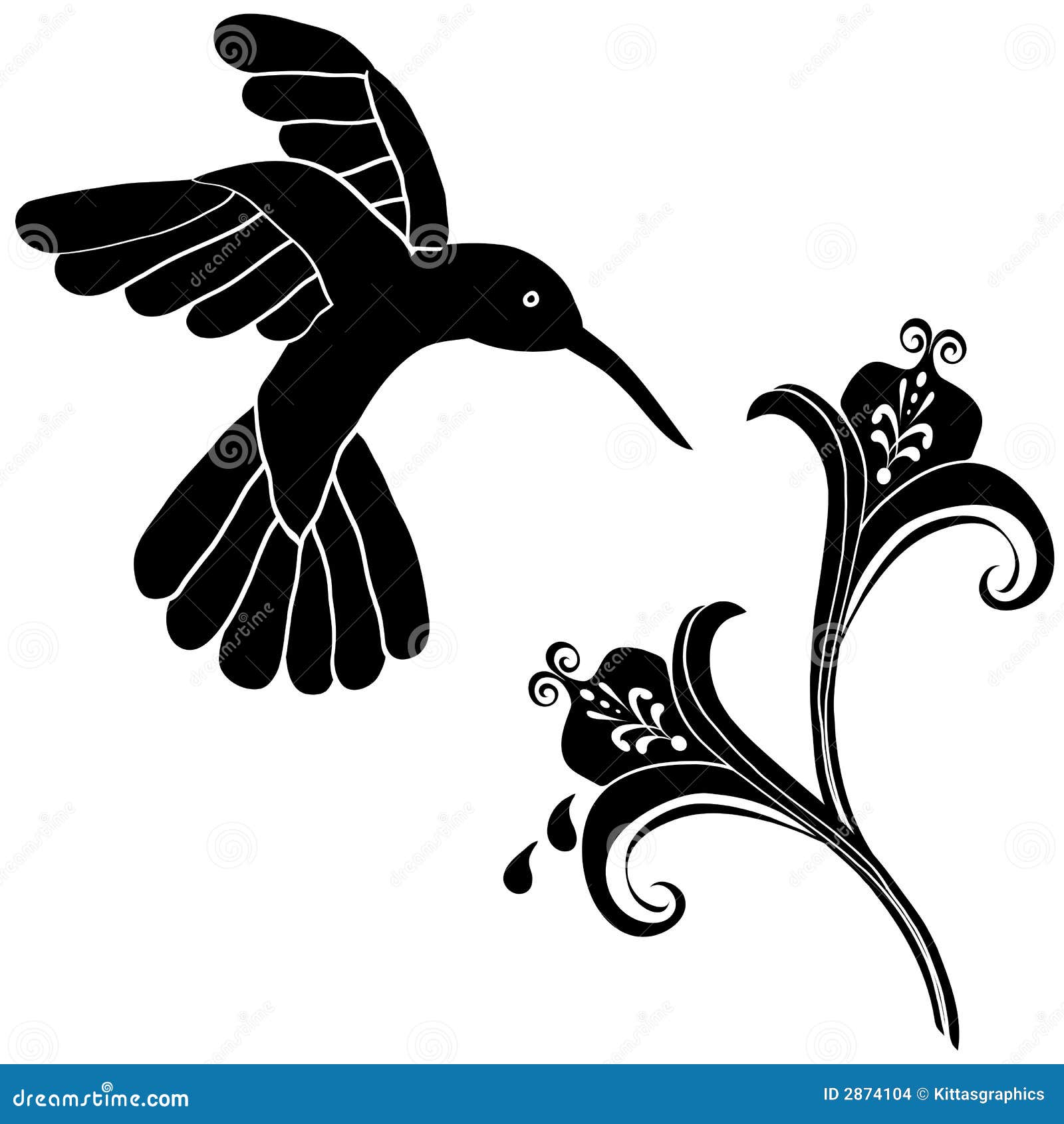 Hummingbird Flowers Decoration Stock Vector - Image: 2874104