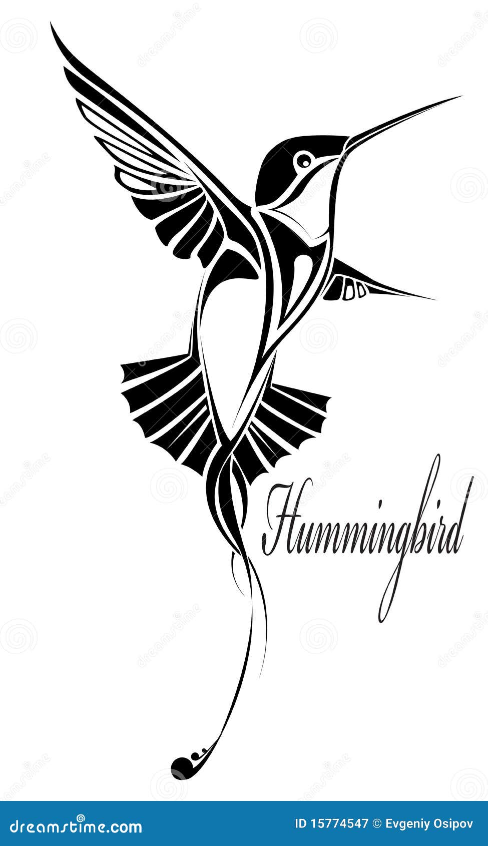 Hummingbird Tattoo Stock Vector Illustration Of Outline